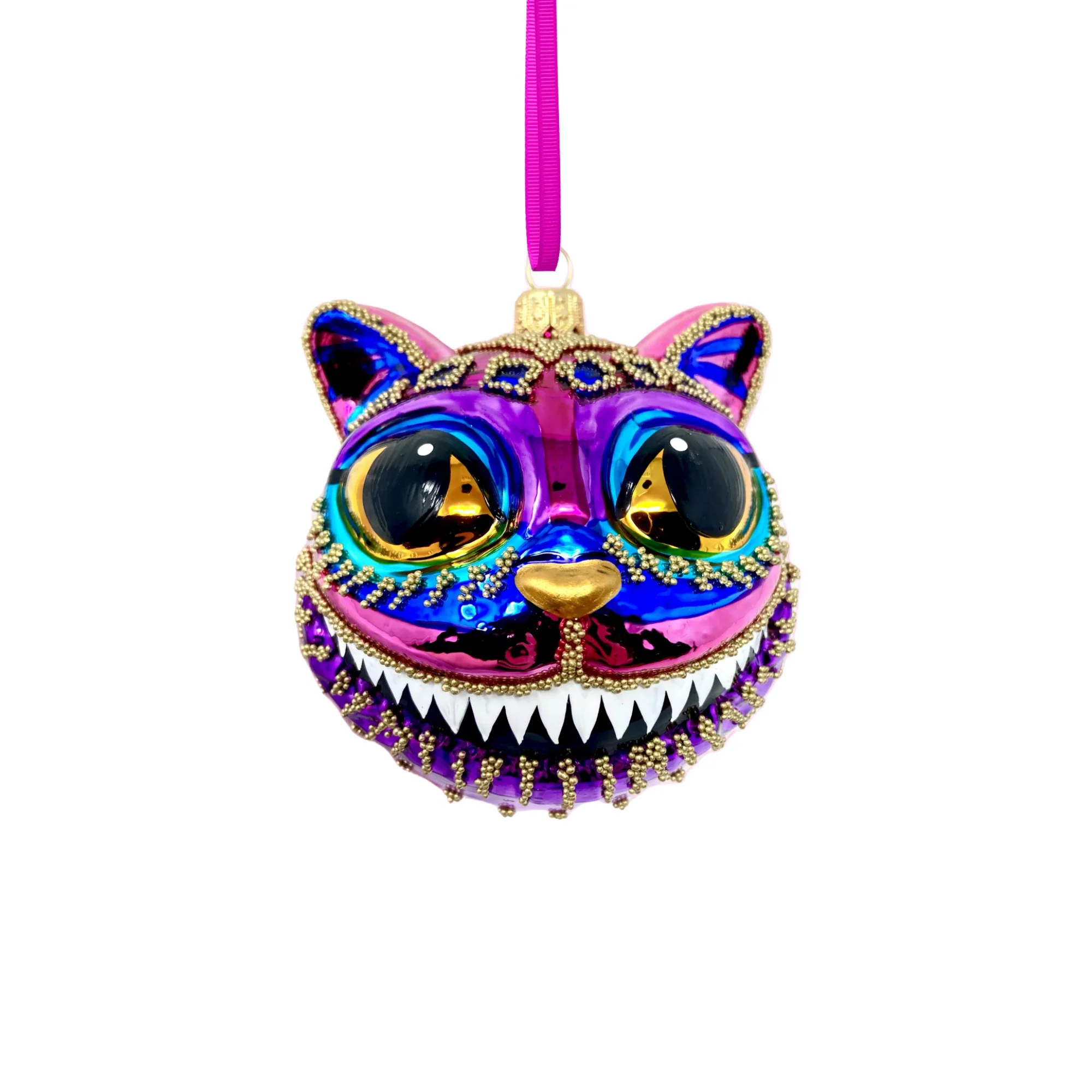 Ruby Cheshire Cat Glass Ornament, 4" - Image 2