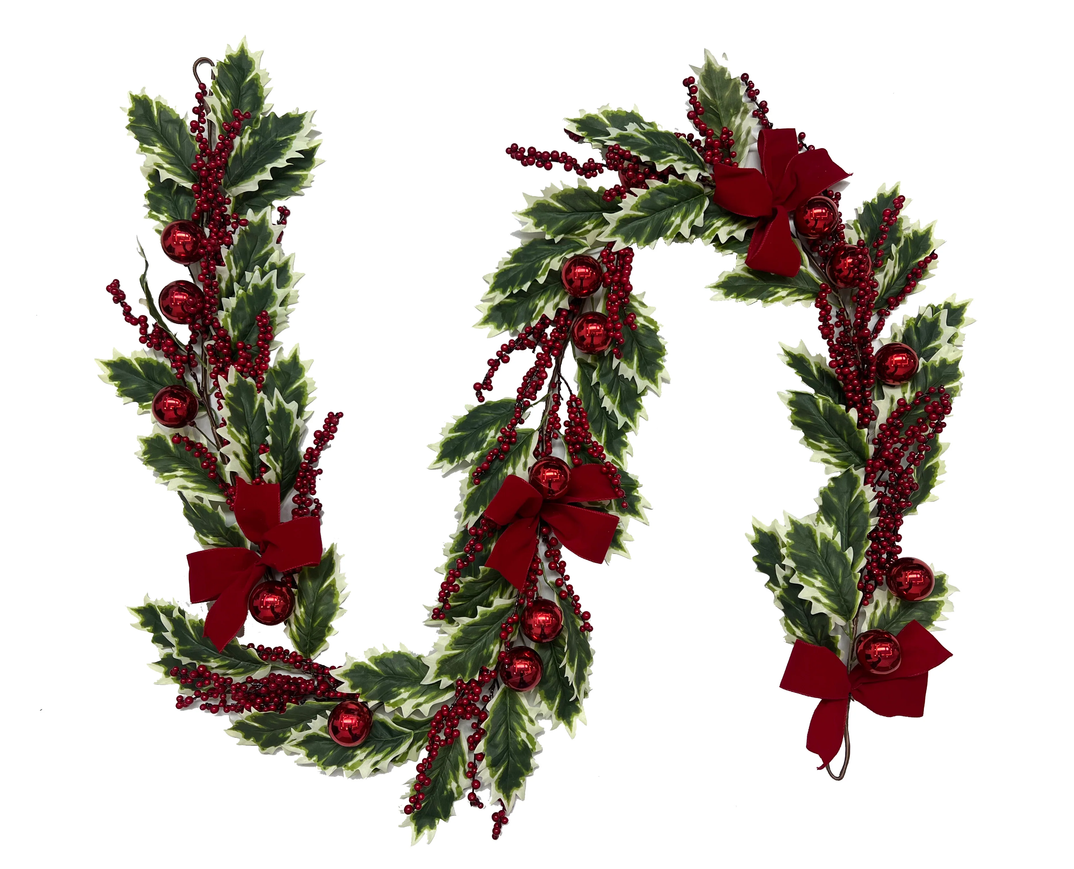 Ruby Ribbon Garland, (12"D/9'L)
