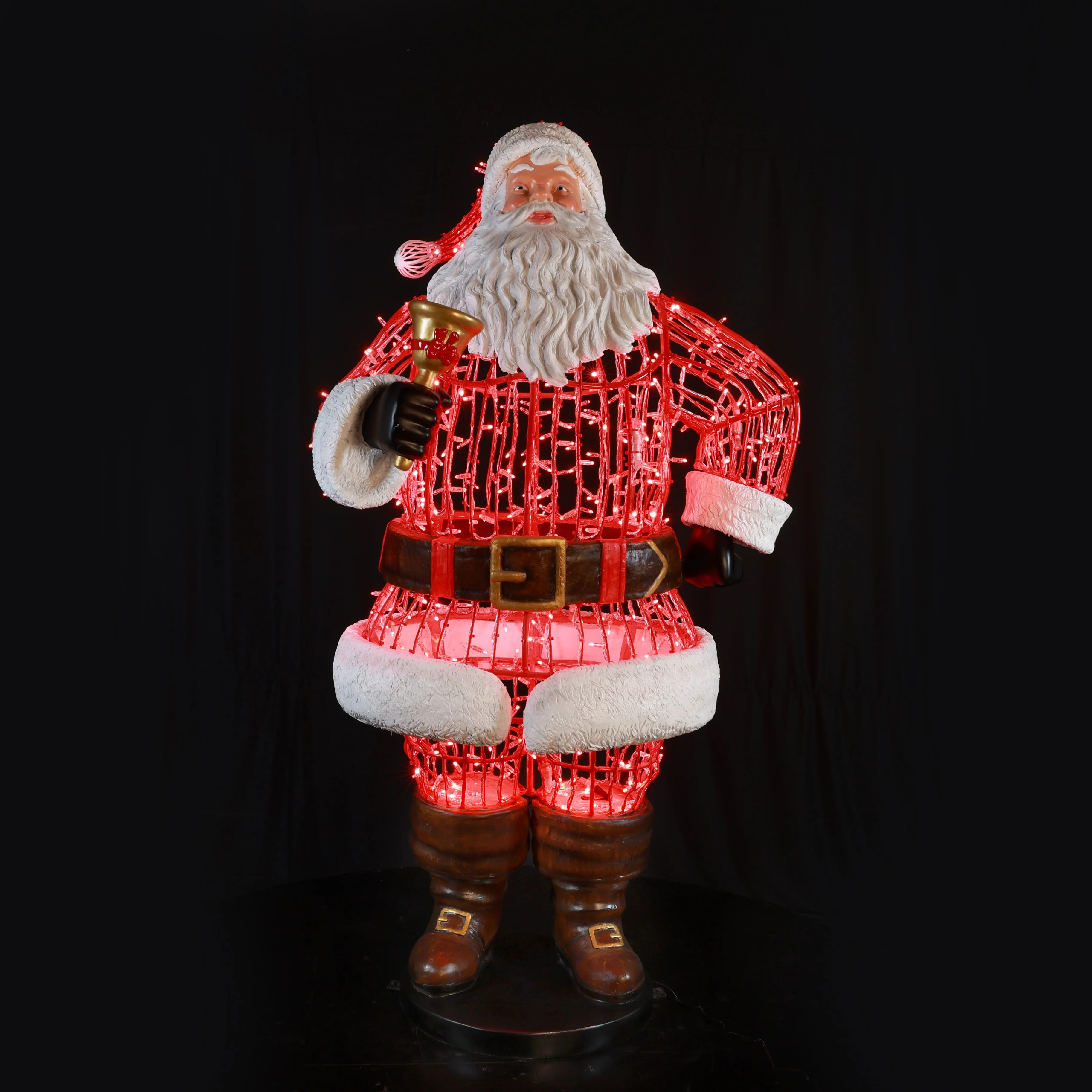 Large Santa Statue, LED Lit w/Fiberglass, 75"