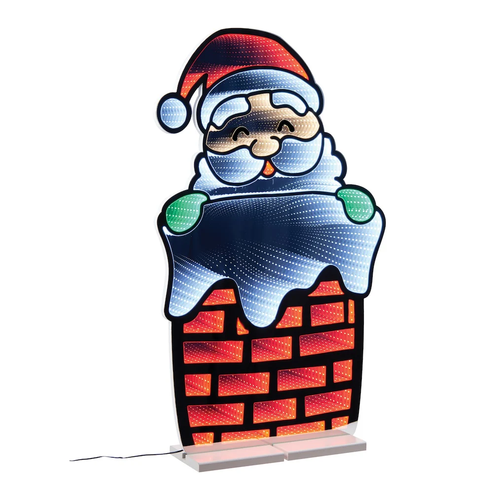 Santa Claus and Chimney, Christmas Infinity Light, Acrylic w/UL Plug, 35"