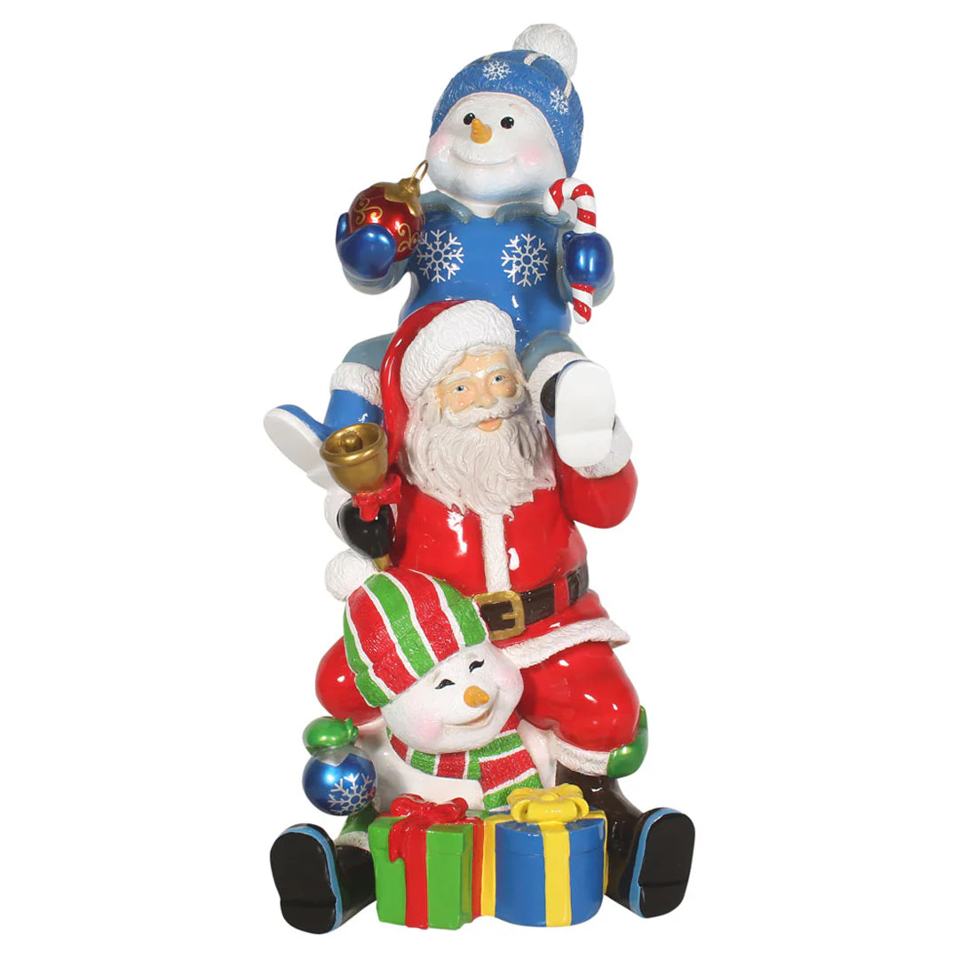 Large Fiberglass Santa and Snowman Stacking, 5'
