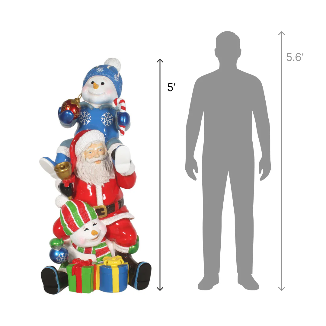 Large Fiberglass Santa and Snowman Stacking, 5' - Image 2