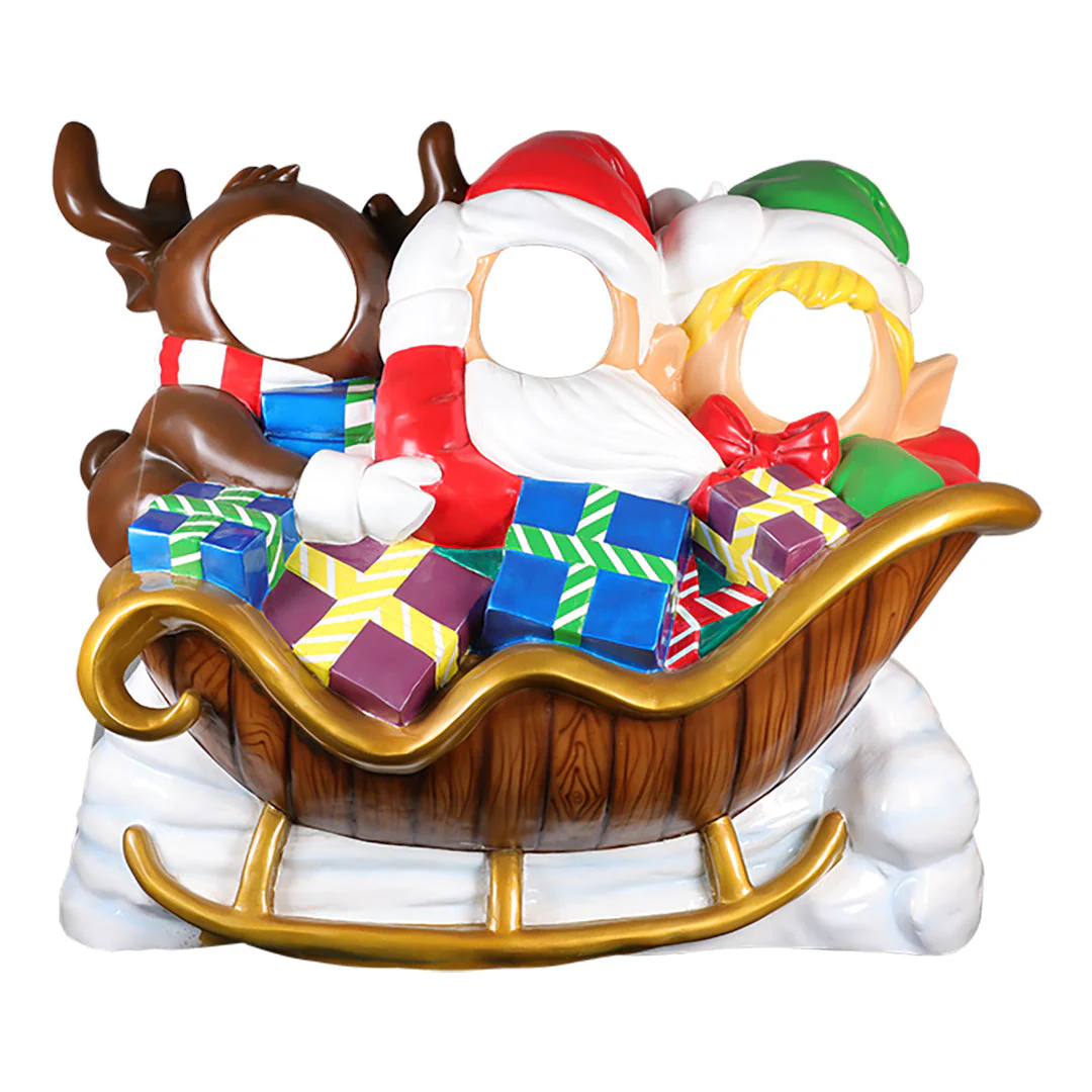 Large Fiberglass Santa's Delivery Photo Op Prop, 69"