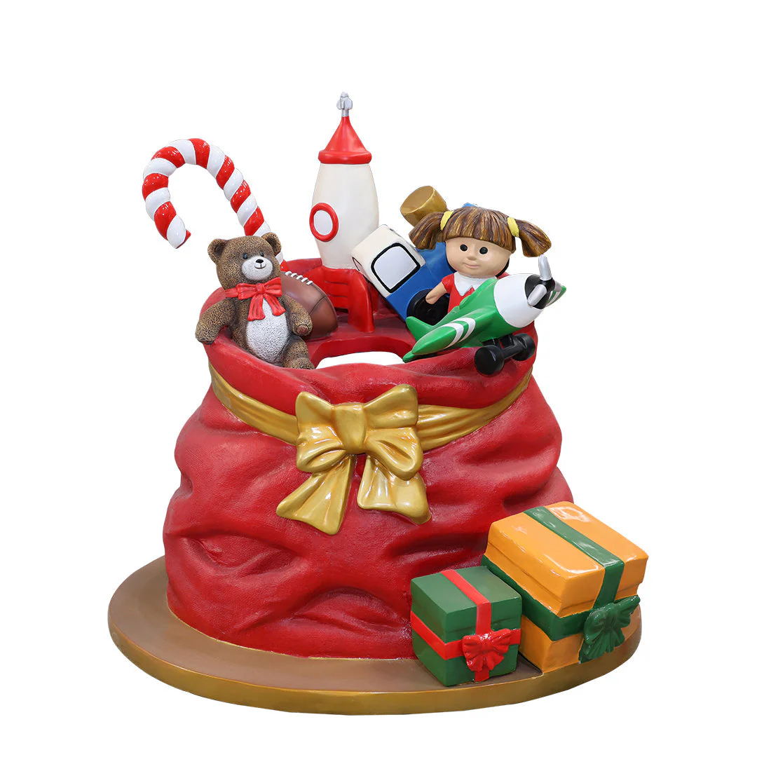 Large Fiberglass Santa Giftsack Photo Op, 55"
