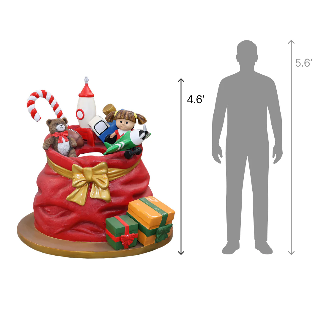 Large Fiberglass Santa Giftsack Photo Op, 55" - Image 2