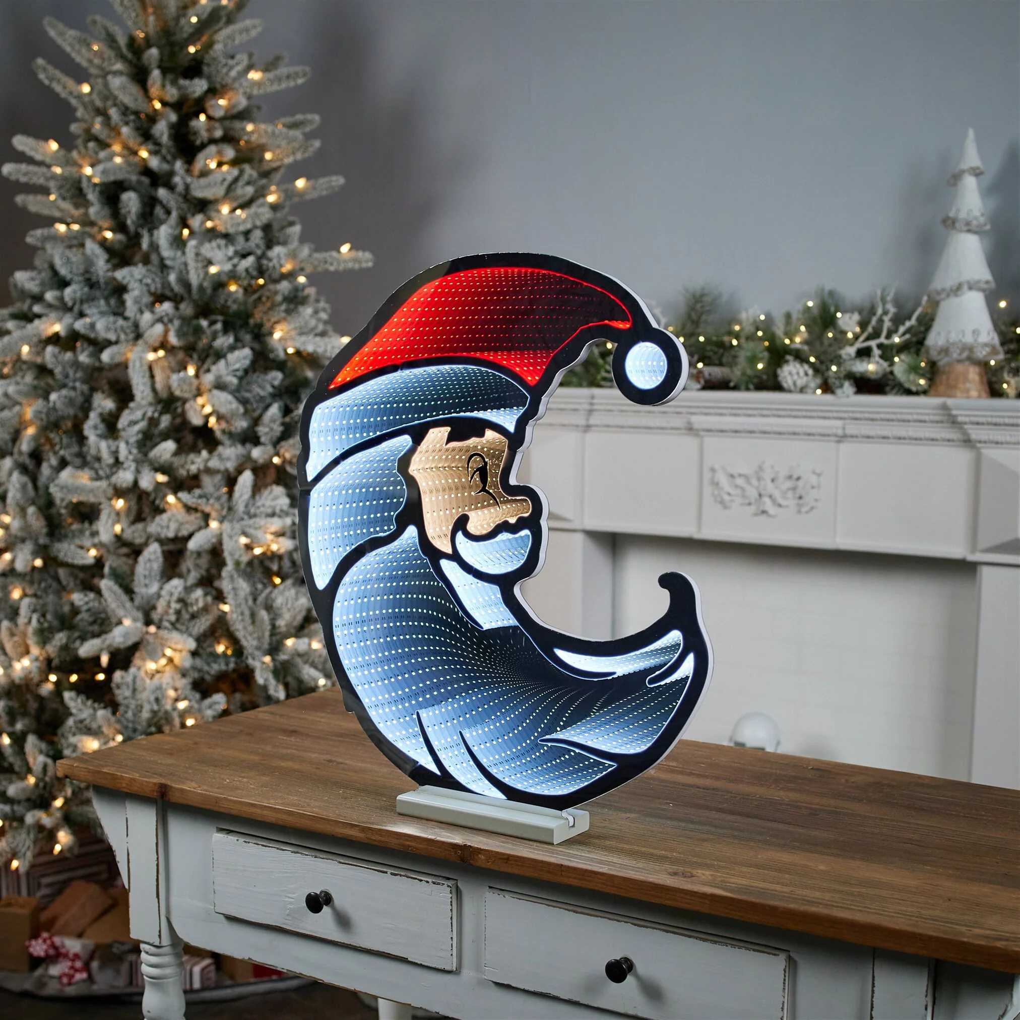 Santa Half Moon Infinity Light, Acrylic w/UL Plug, 20 x 23" - Image 2