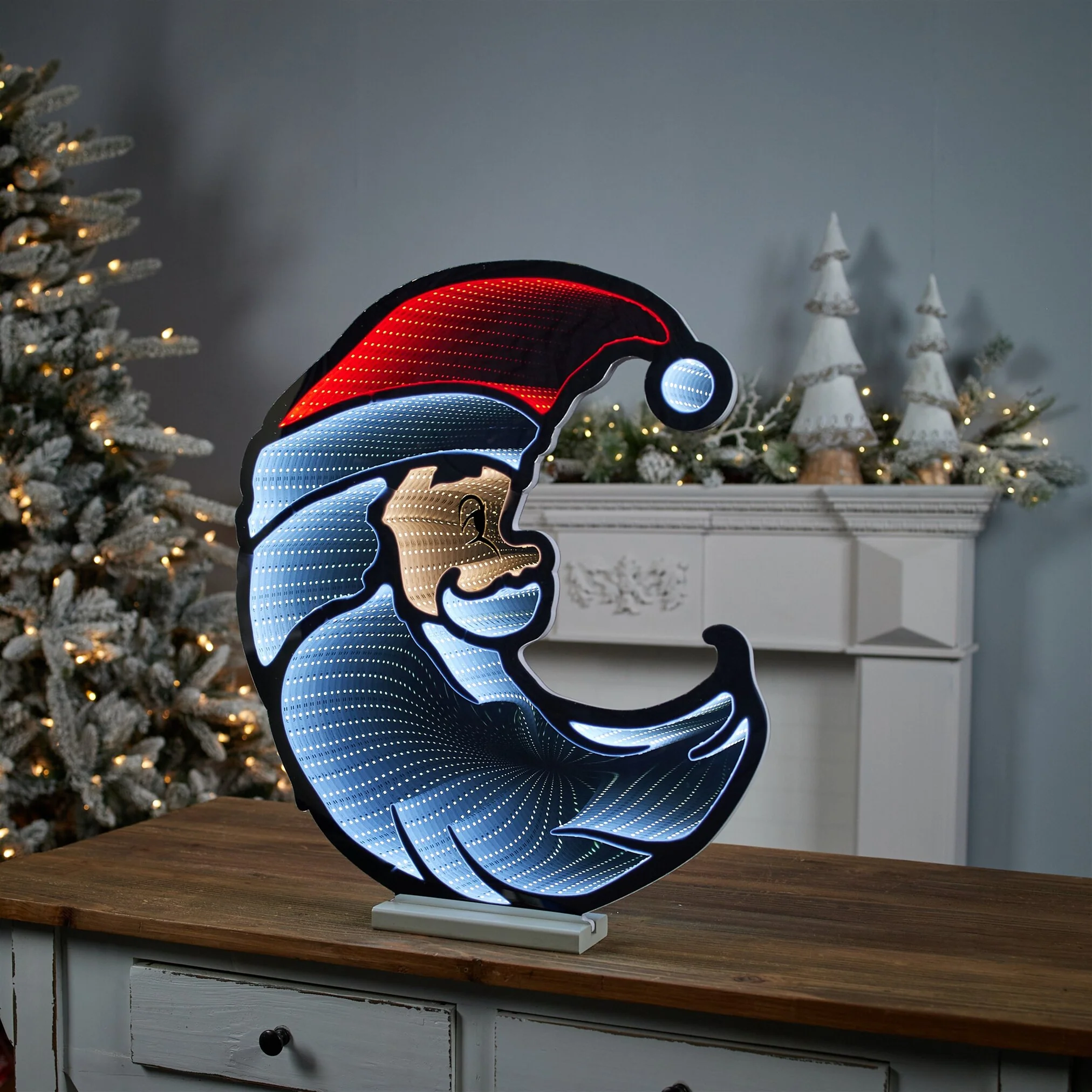Santa Half Moon Infinity Light, Acrylic w/UL Plug, 20 x 23" - Image 3