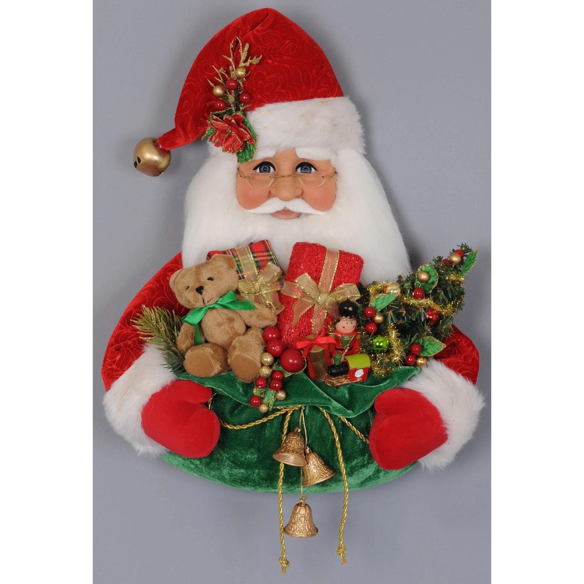 Santa Head w/ Gift Bag Wall Décor, 21.5"
