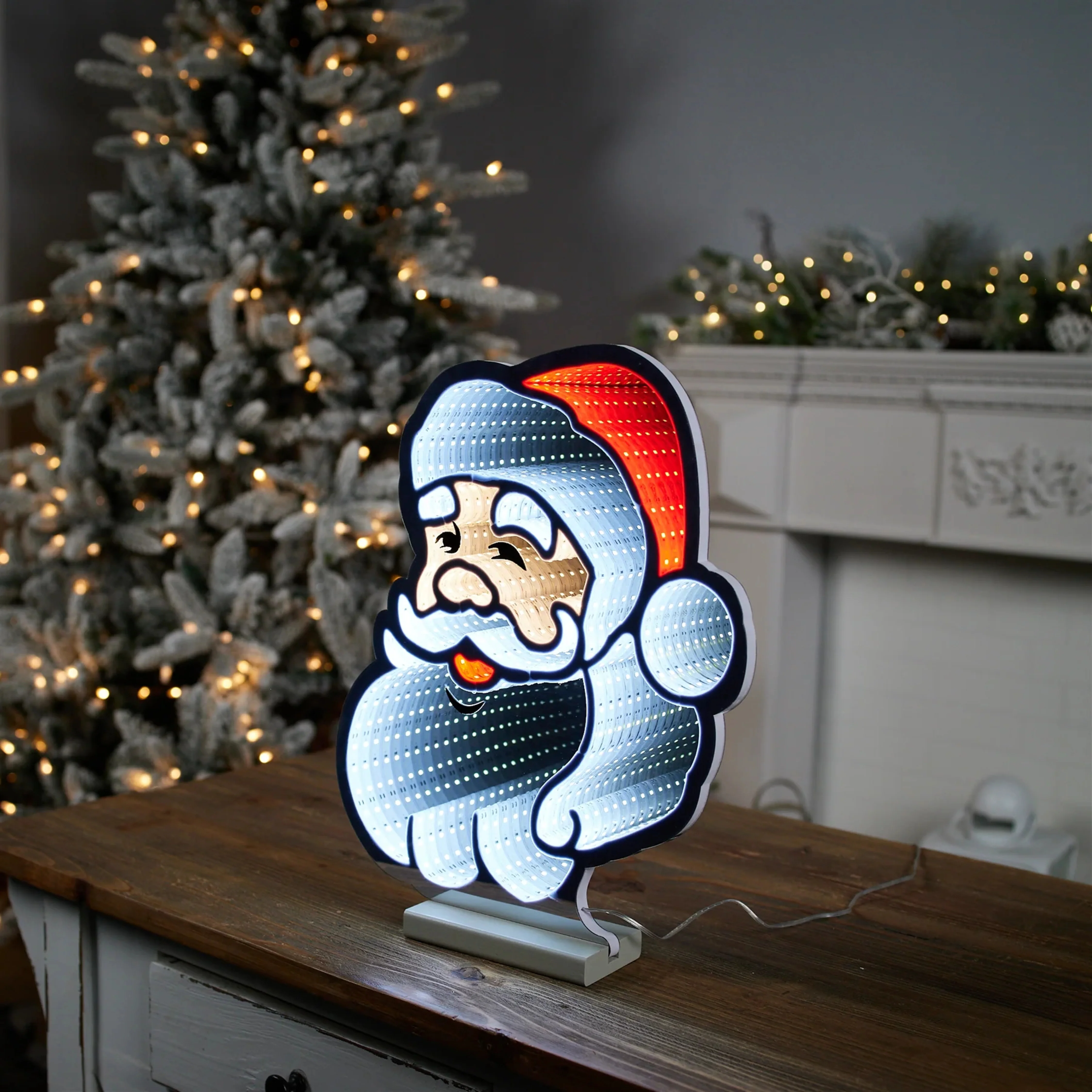 Santa Infinity Light, Acrylic w/UL Plug, 16" - Image 2