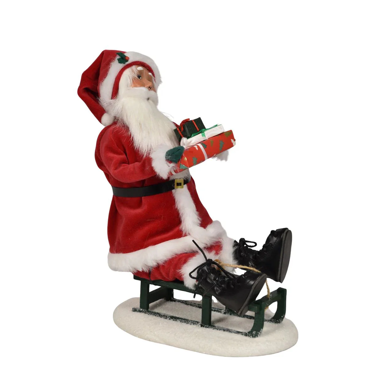 Santa on Sled Caroler Figurine, 13" - Image 4