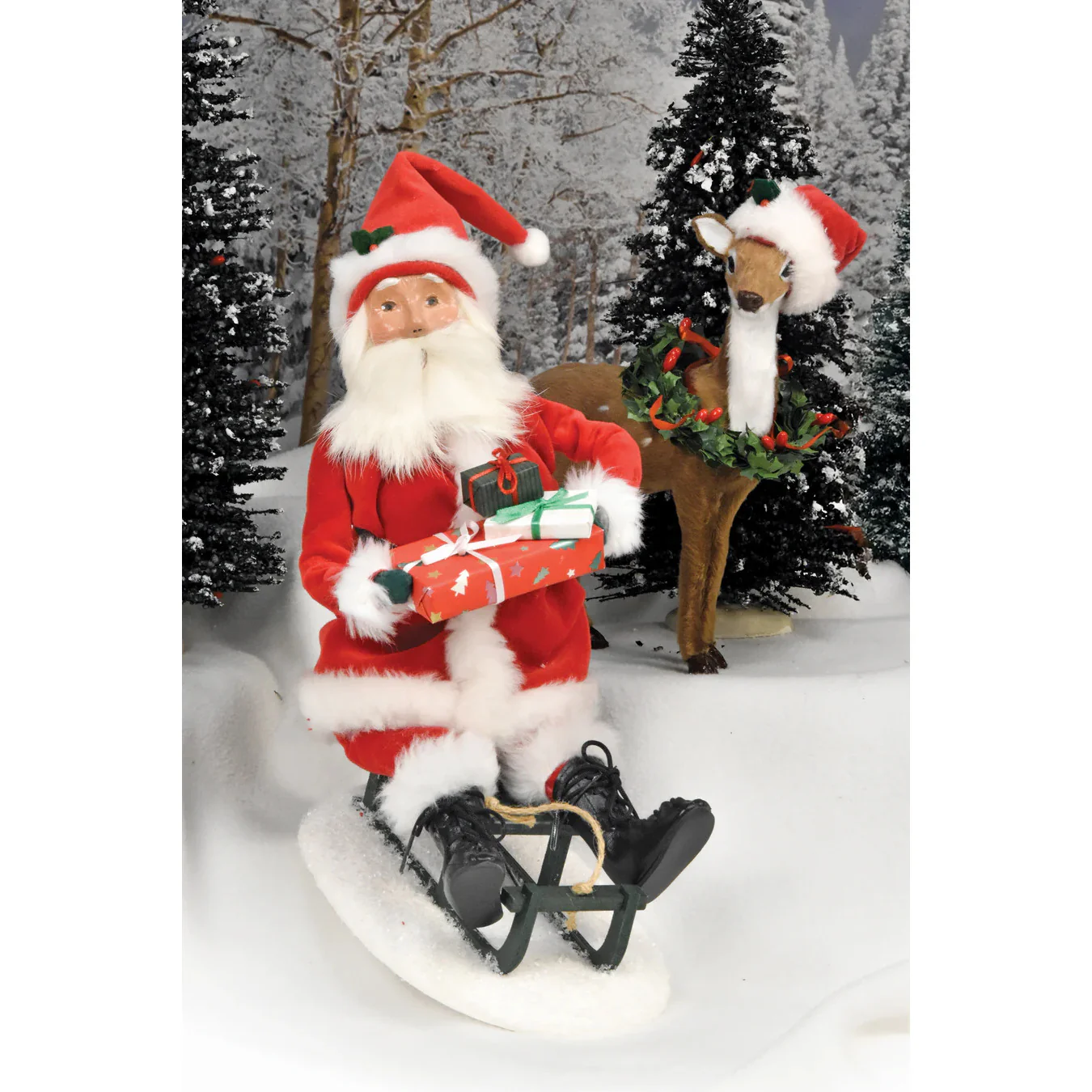 Santa on Sled Caroler Figurine, 13" - Image 7