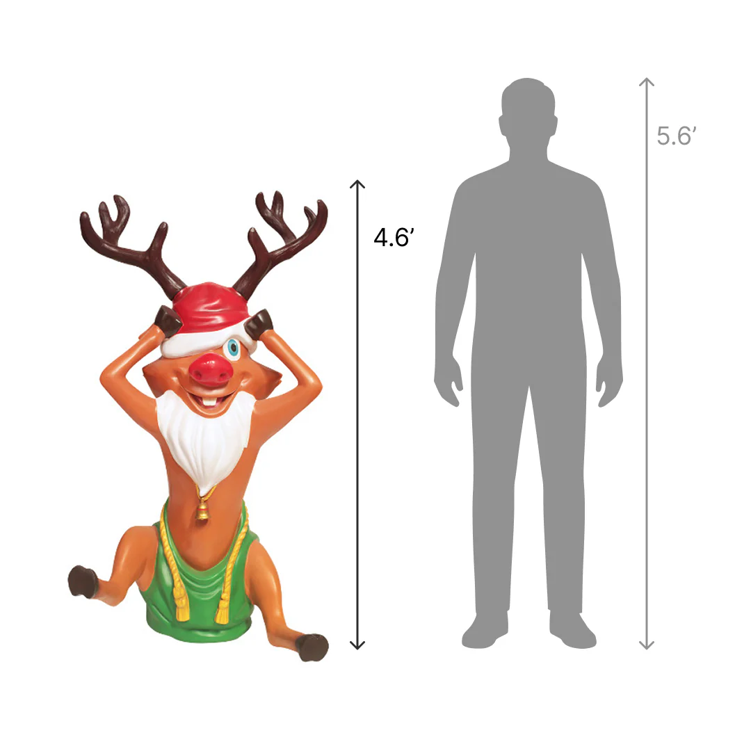Large Fiberglass Santa Reindeer Figure, 55" - Image 2