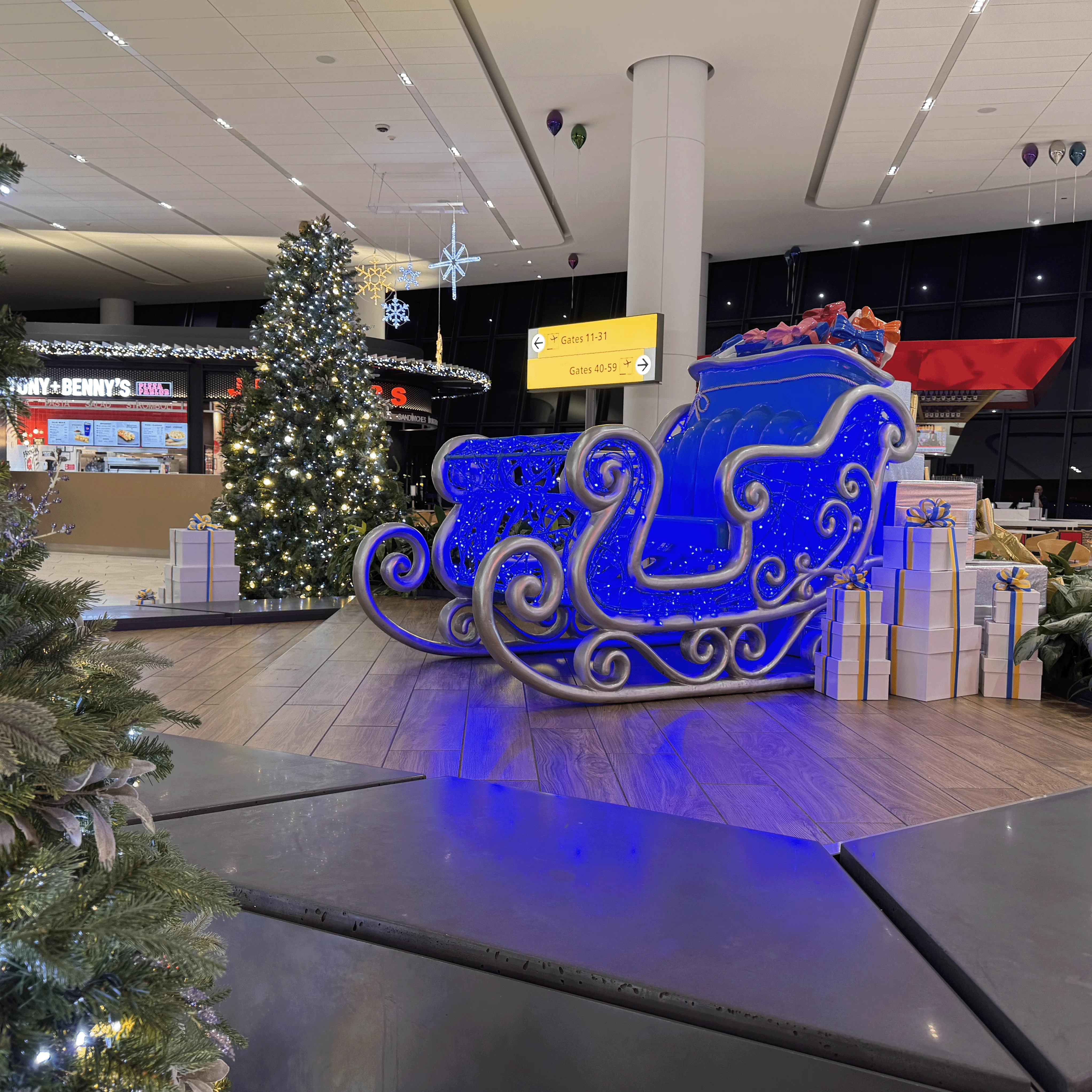 Large Santa Sleigh Prop, LED Lit w/Fiberglass, 79" - Image 3