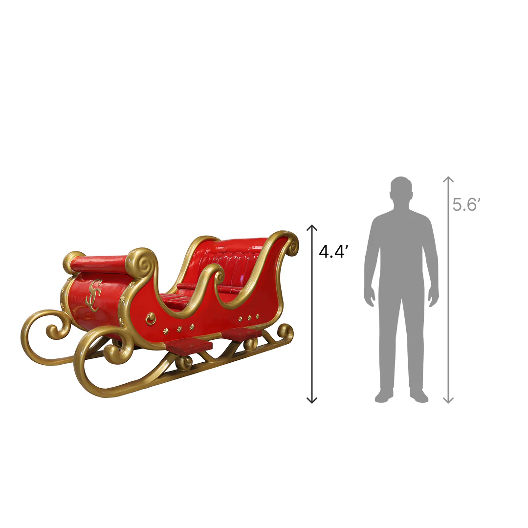 Lifesize Fiberglass Santa Sleigh 4 Seater, 114" - Image 2