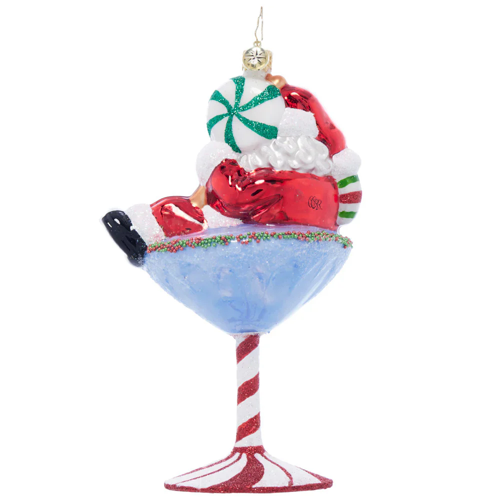 Santa-tini Glass Ornament, 6.25" - Image 3