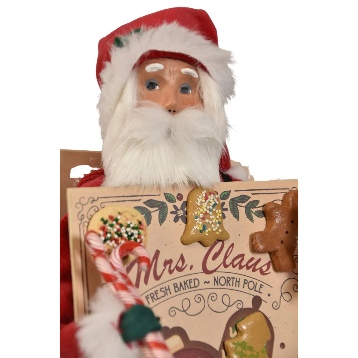 Santa w/Cookie Sandwich Board Caroler Figurine, 13" - Image 3