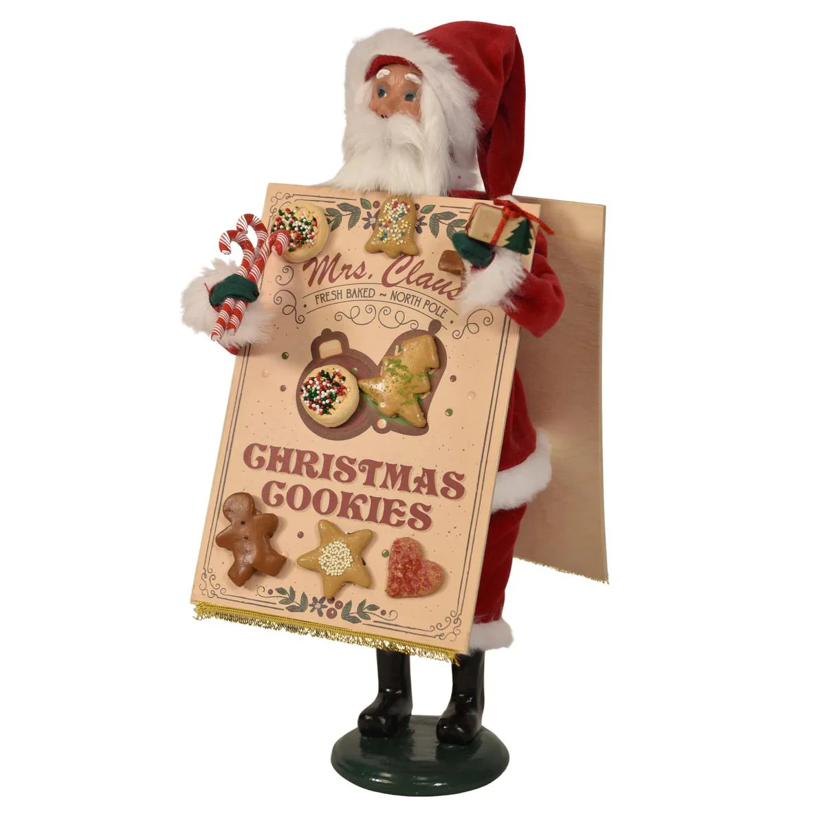 Santa w/Cookie Sandwich Board Caroler Figurine, 13" - Image 4