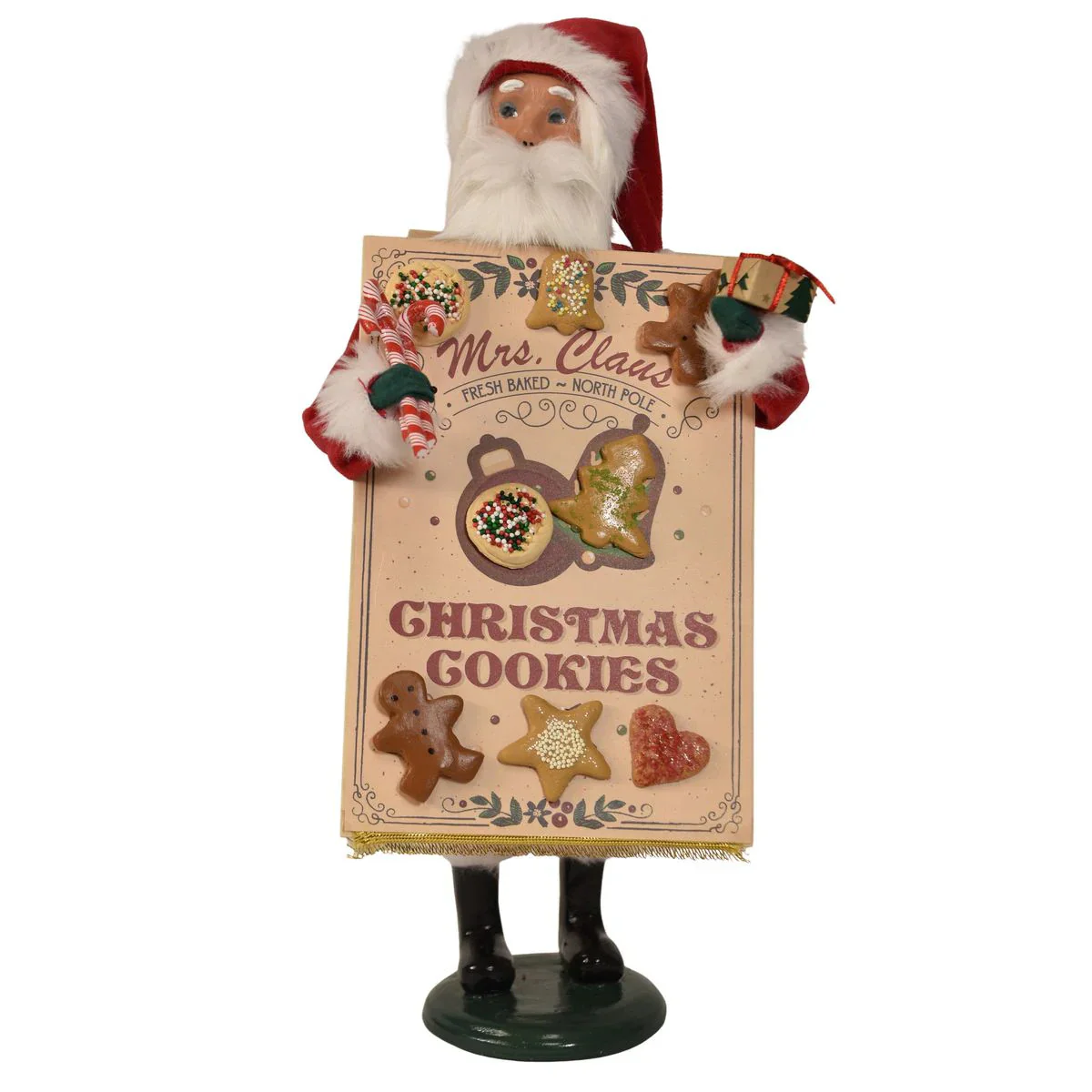 Santa w/Cookie Sandwich Board Caroler Figurine, 13" - Image 5
