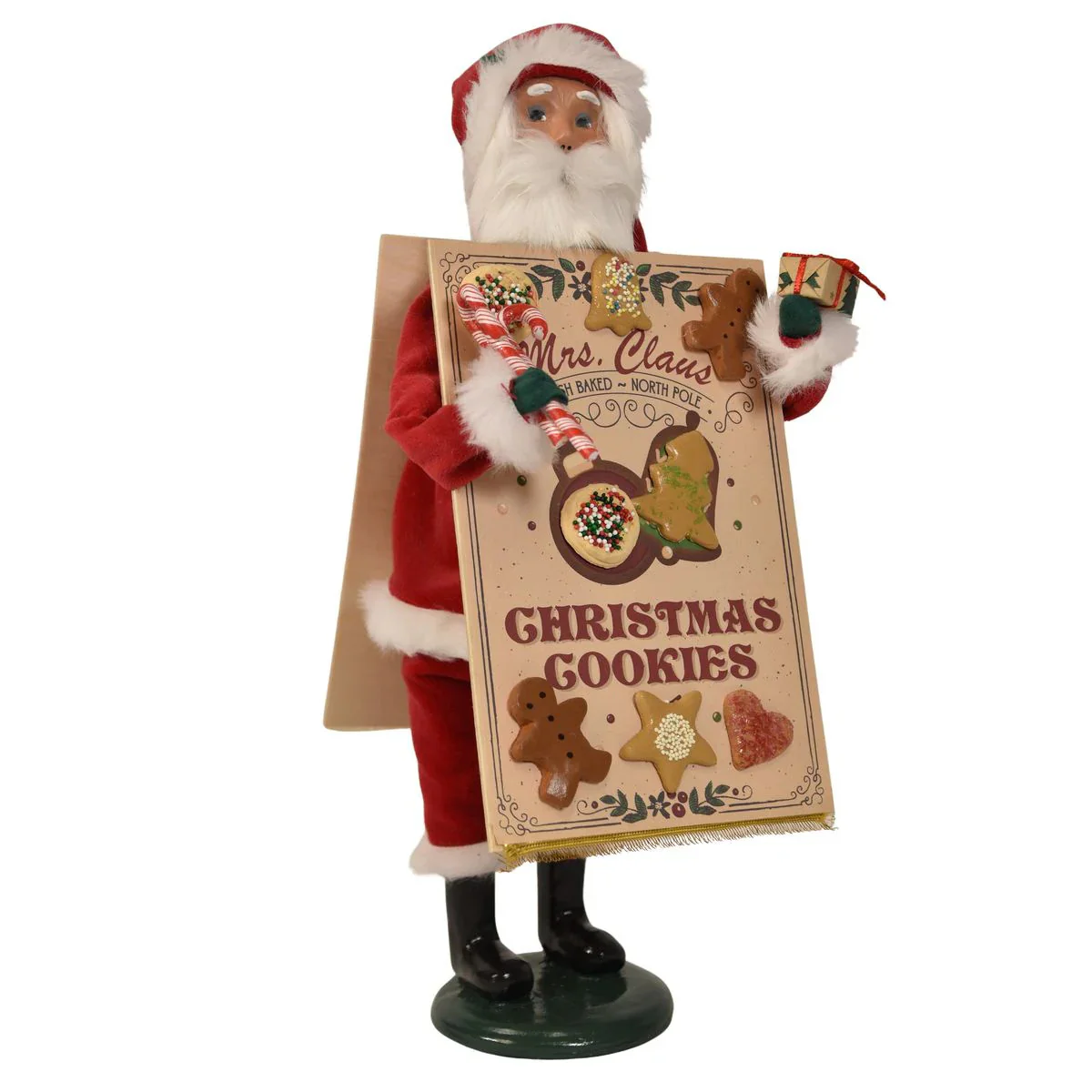Santa w/Cookie Sandwich Board Caroler Figurine, 13" - Image 6