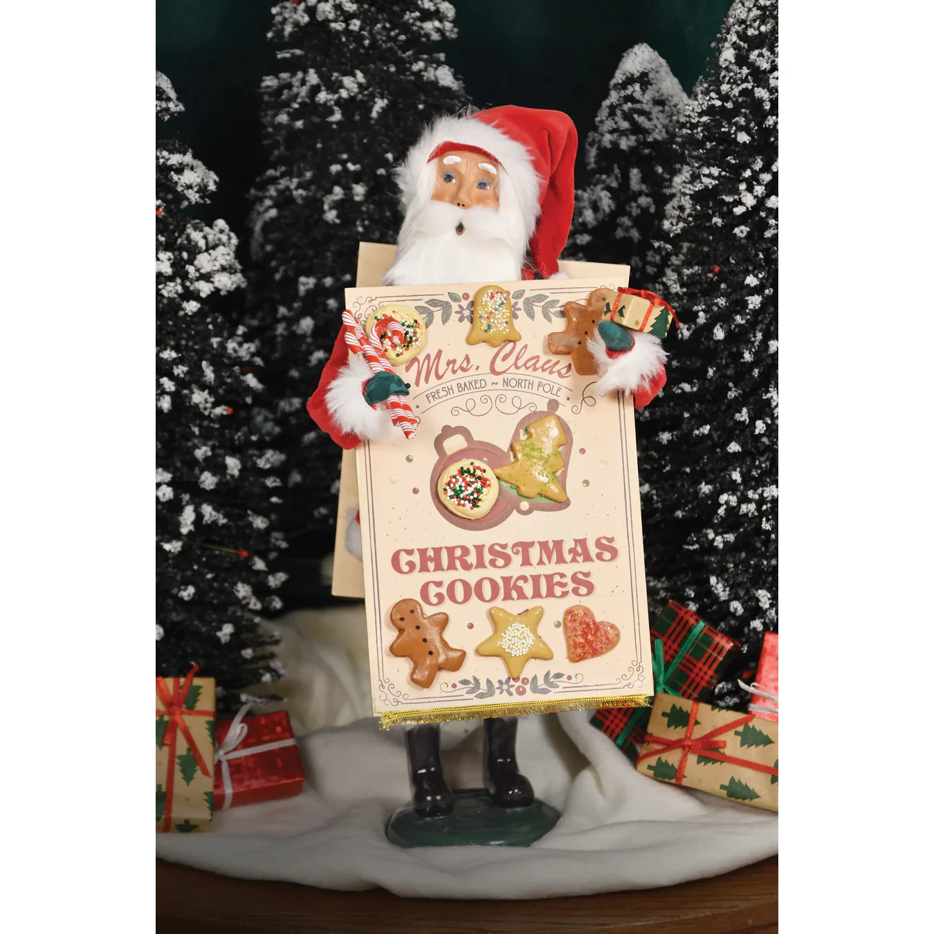 Santa w/Cookie Sandwich Board Caroler Figurine, 13" - Image 7
