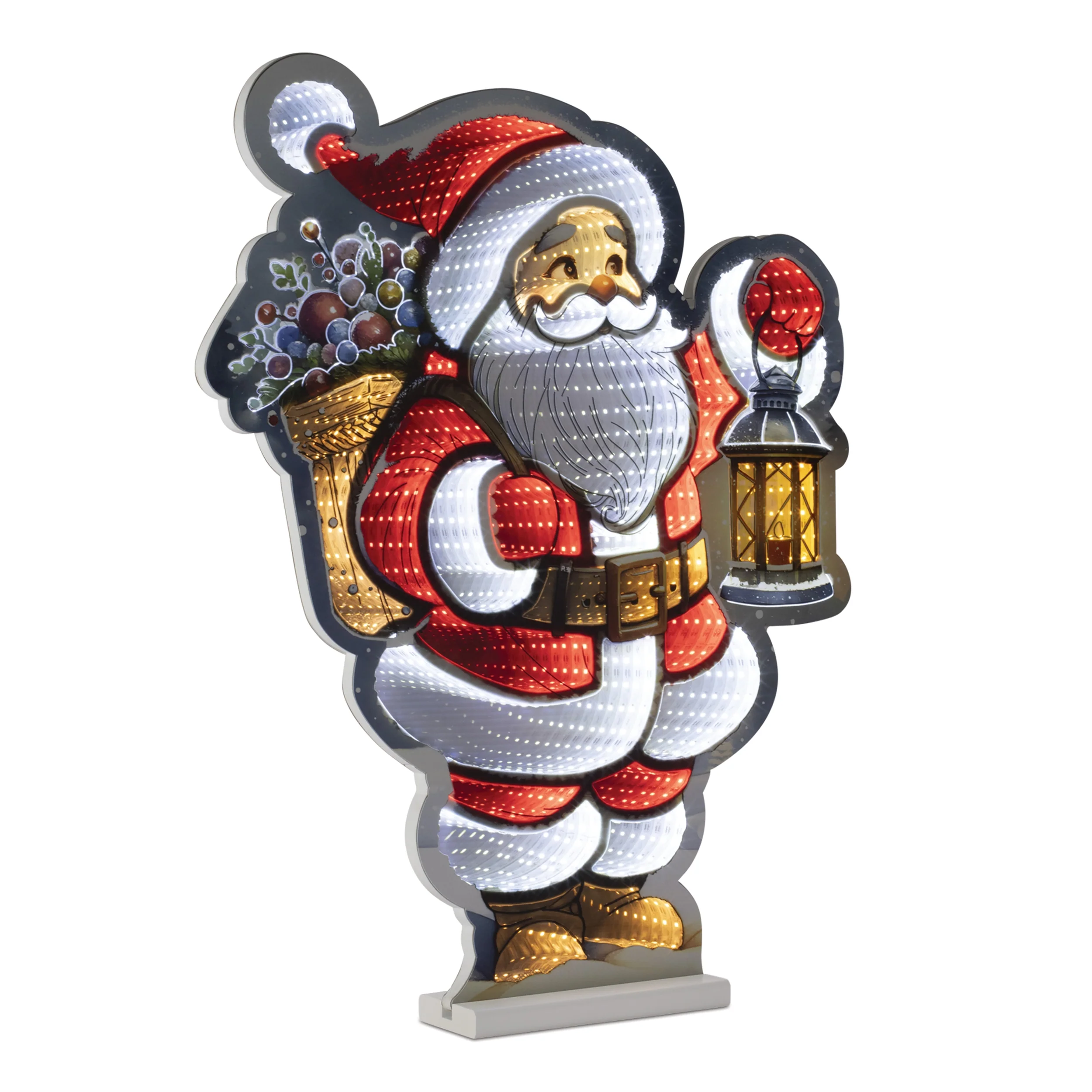 Santa w/Lantern Infinity Light, Acrylic w/UL Plug, 24"