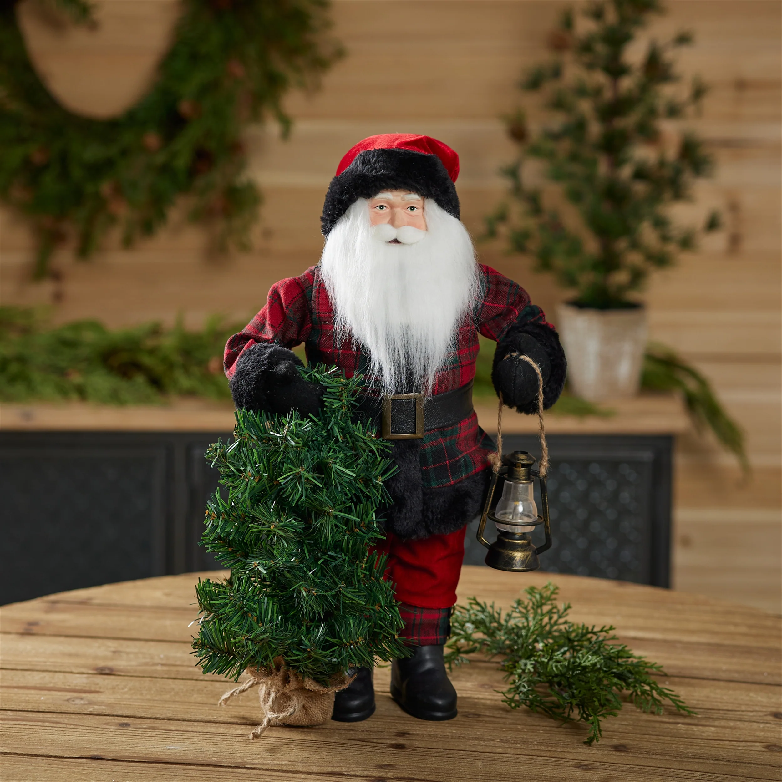 Santa w/Tree & Lantern Figurine, 18.5" - Image 2