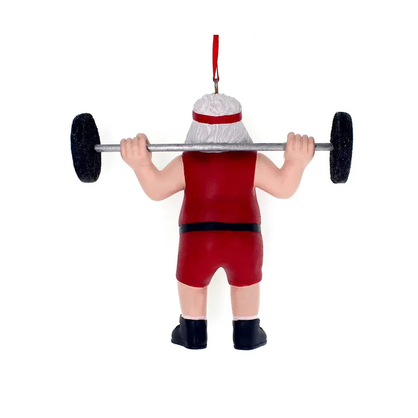 Santa Weightlifter Resin Ornament - Image 4