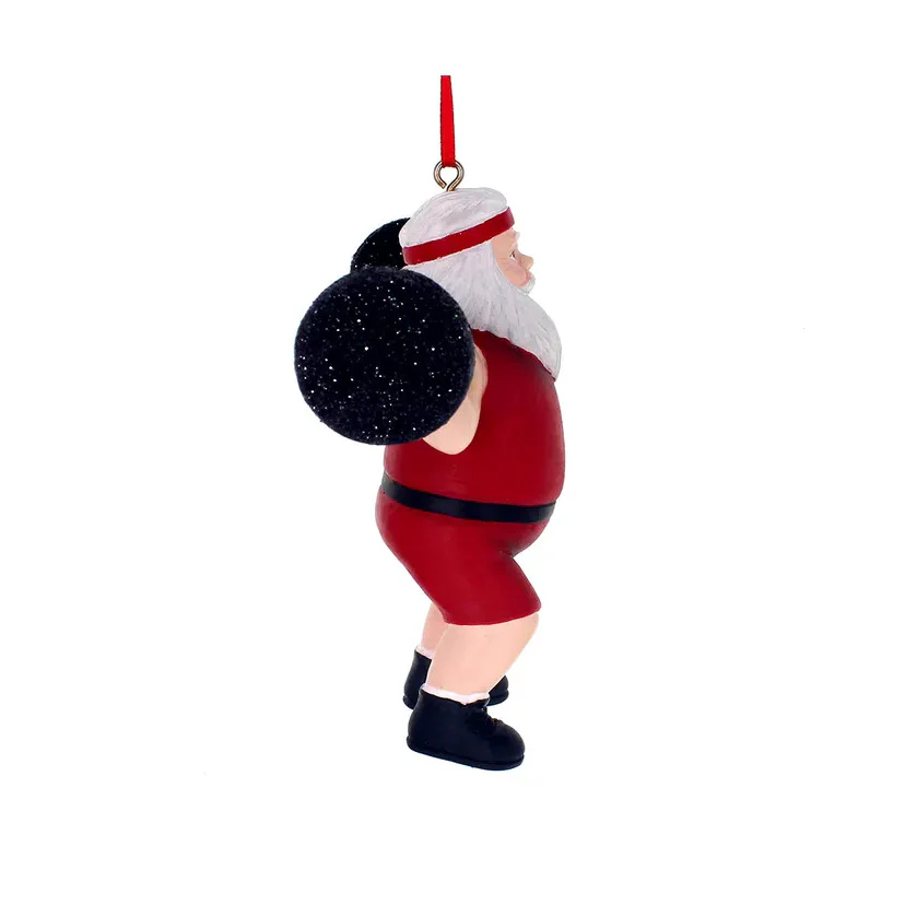 Santa Weightlifter Resin Ornament - Image 5