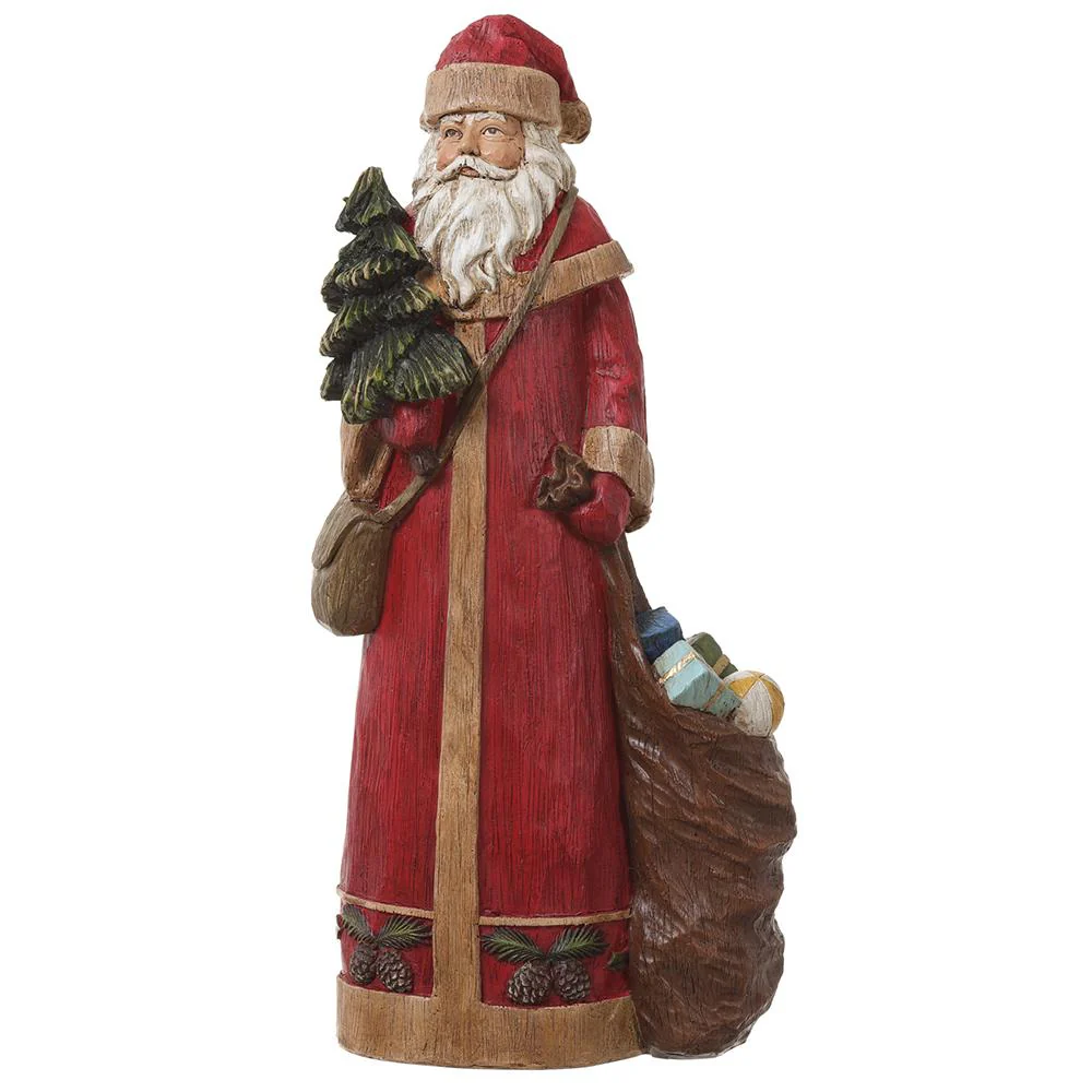 Santa With A Tree & Sack of Presents Figurine, 13" (Red)