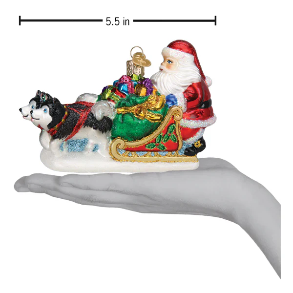 Santa's Dog Sled Glass Ornament - Image 5