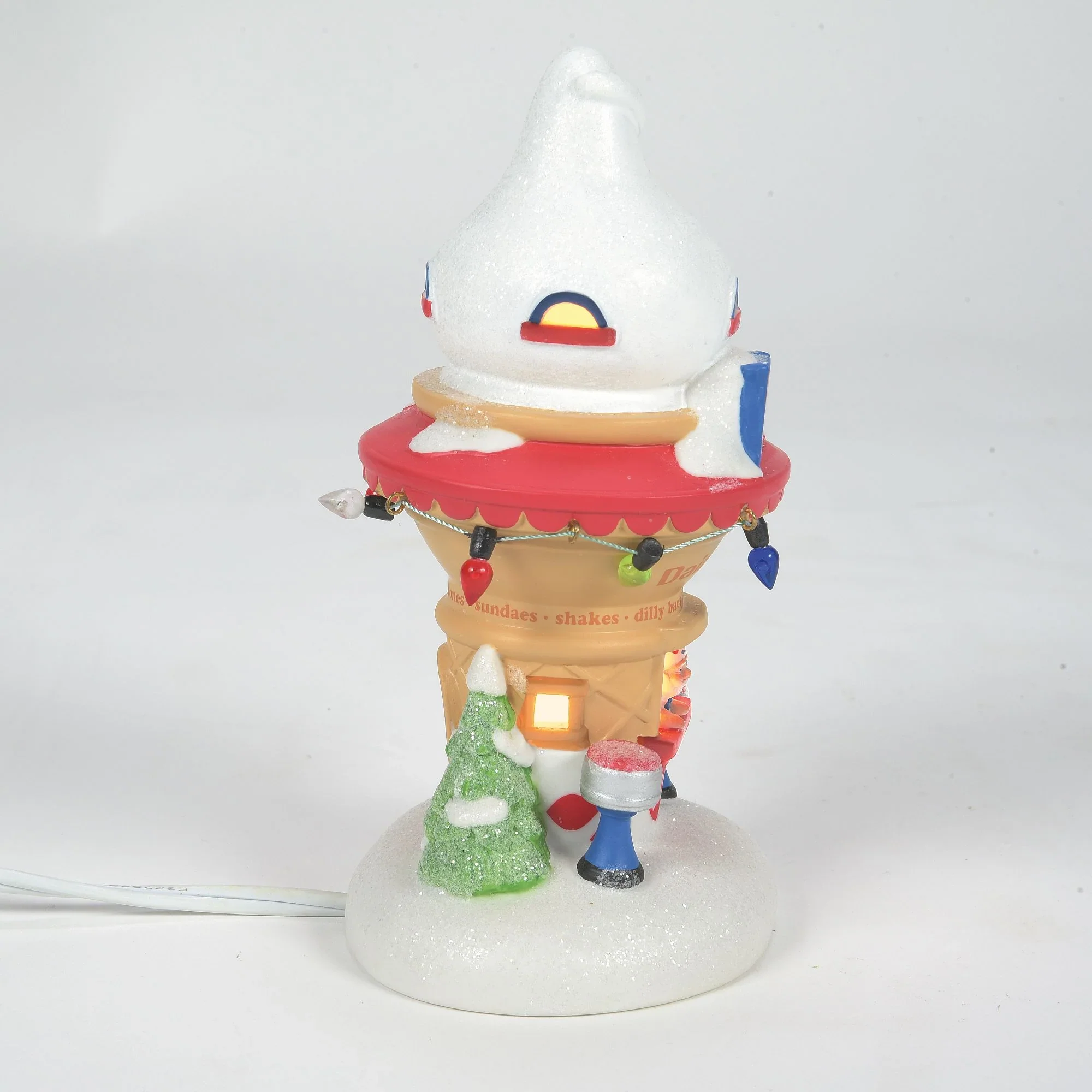 North Pole Series Village - Santa's DQ Cone House Lighted Figurine, 5.2" - Image 3