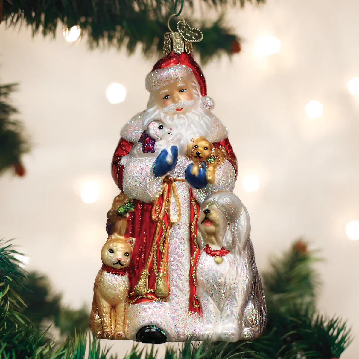 Santa's Furry Friends Ornament, 5.25"