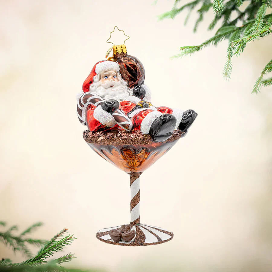 Santa's Merry Martini Brew Glass Ornament, 6.5" - Image 2