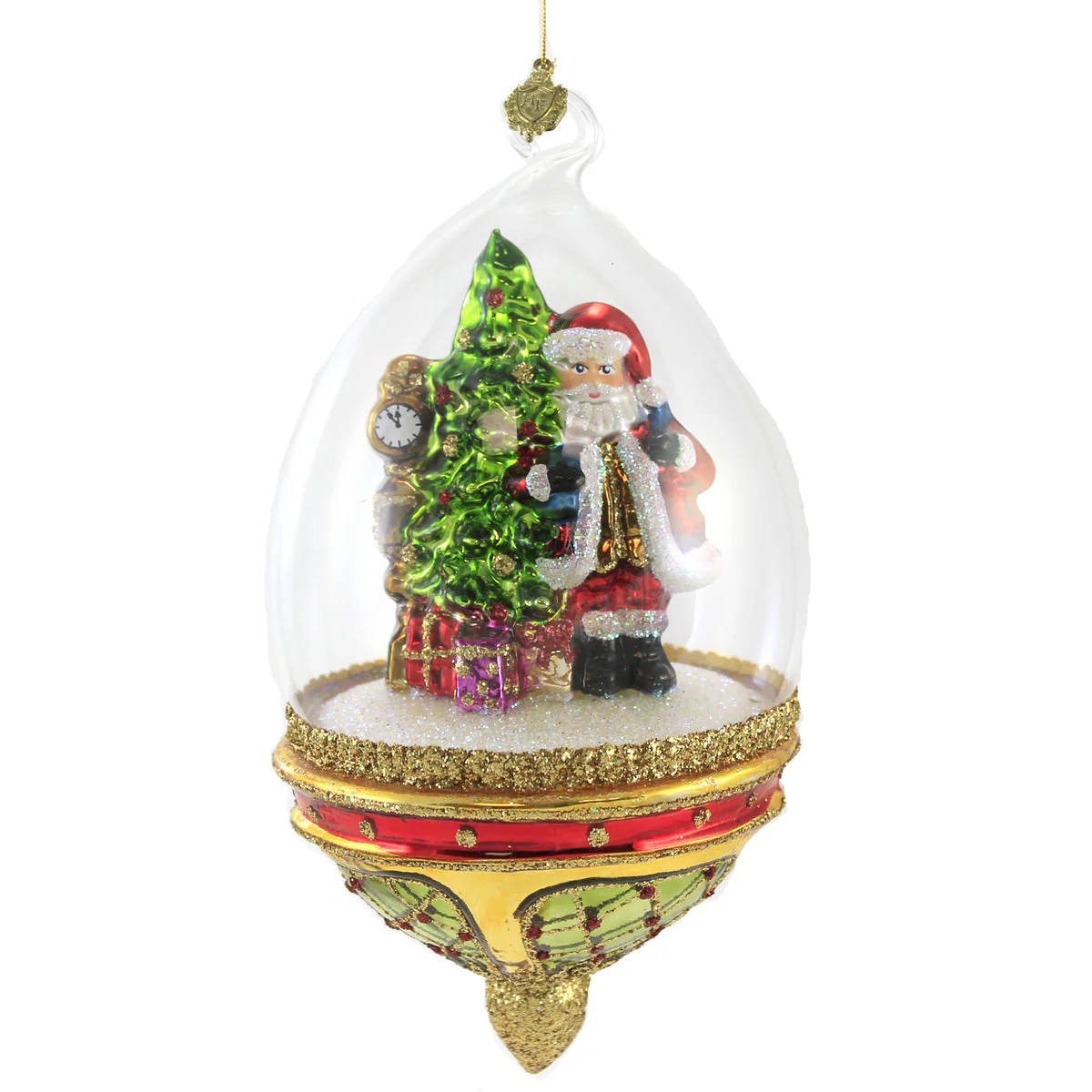 Santa's Midnight Moment in Dome Glass Ornament, 8"