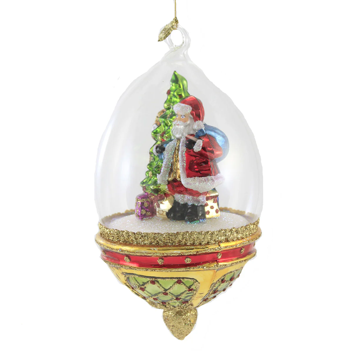 Santa's Midnight Moment in Dome Glass Ornament, 8" - Image 3