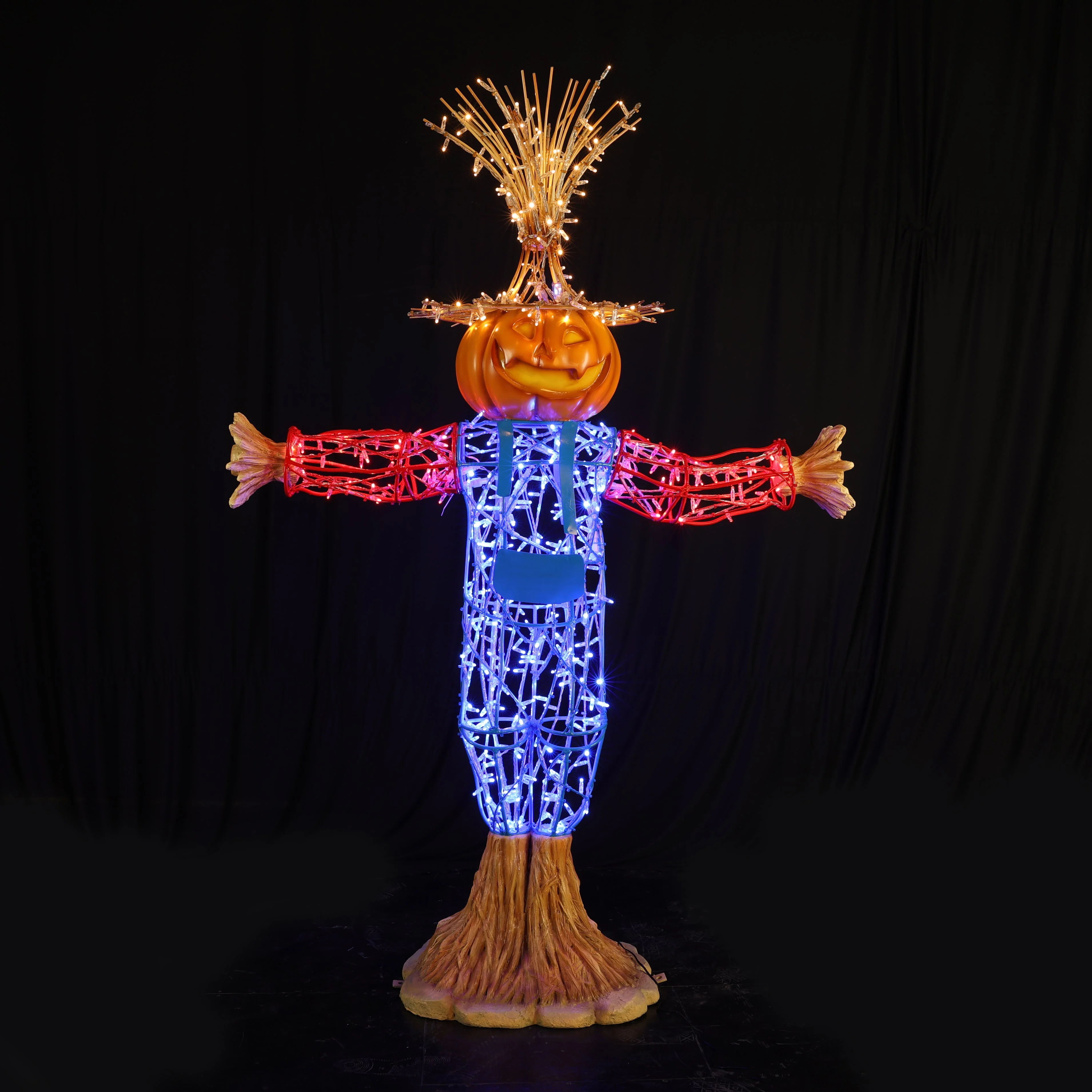 Large Scarecrow Figure, LED Lit w/Fiberglass, 75" - Image 3
