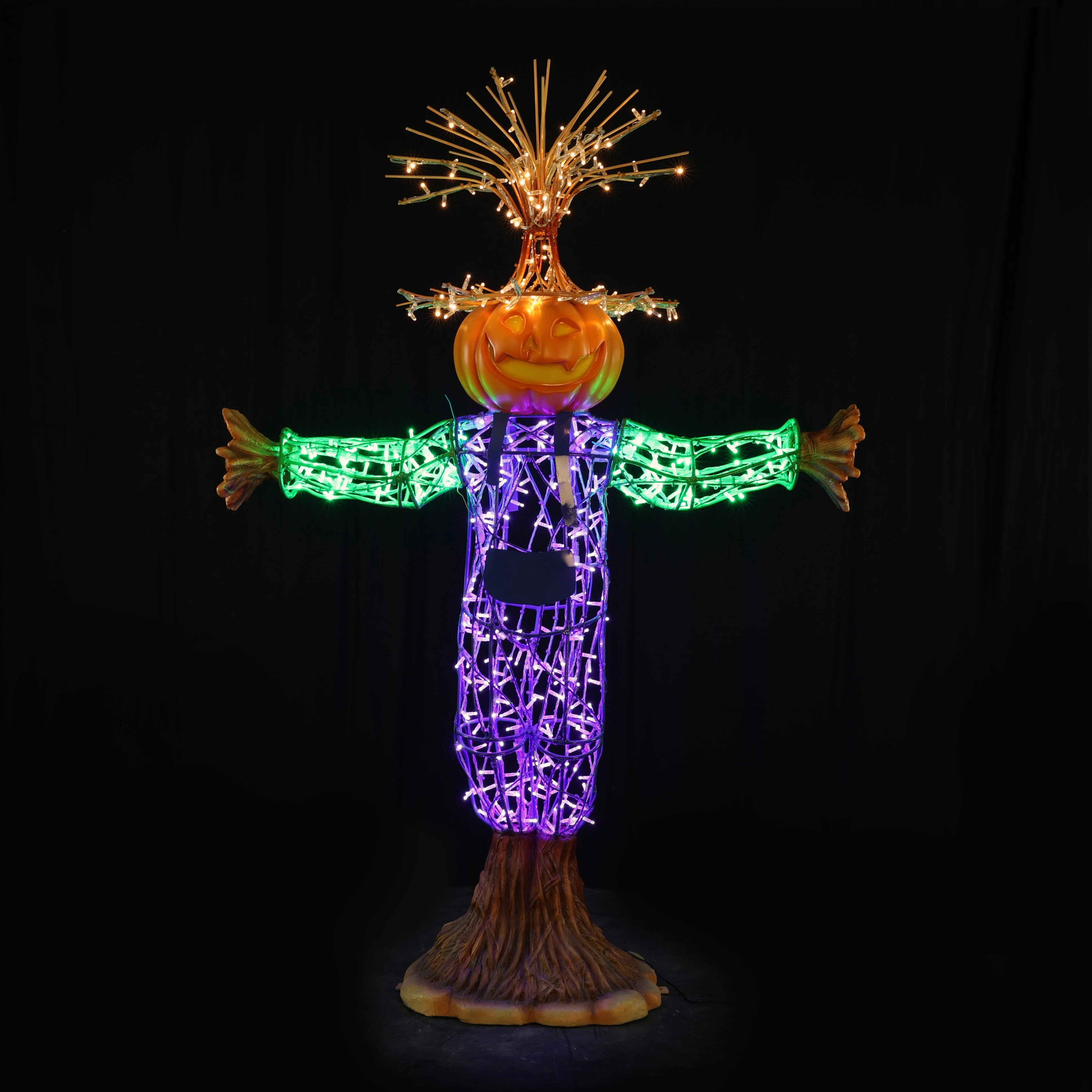 Large Scarecrow Figure, LED Lit w/Fiberglass, 75" - Image 4