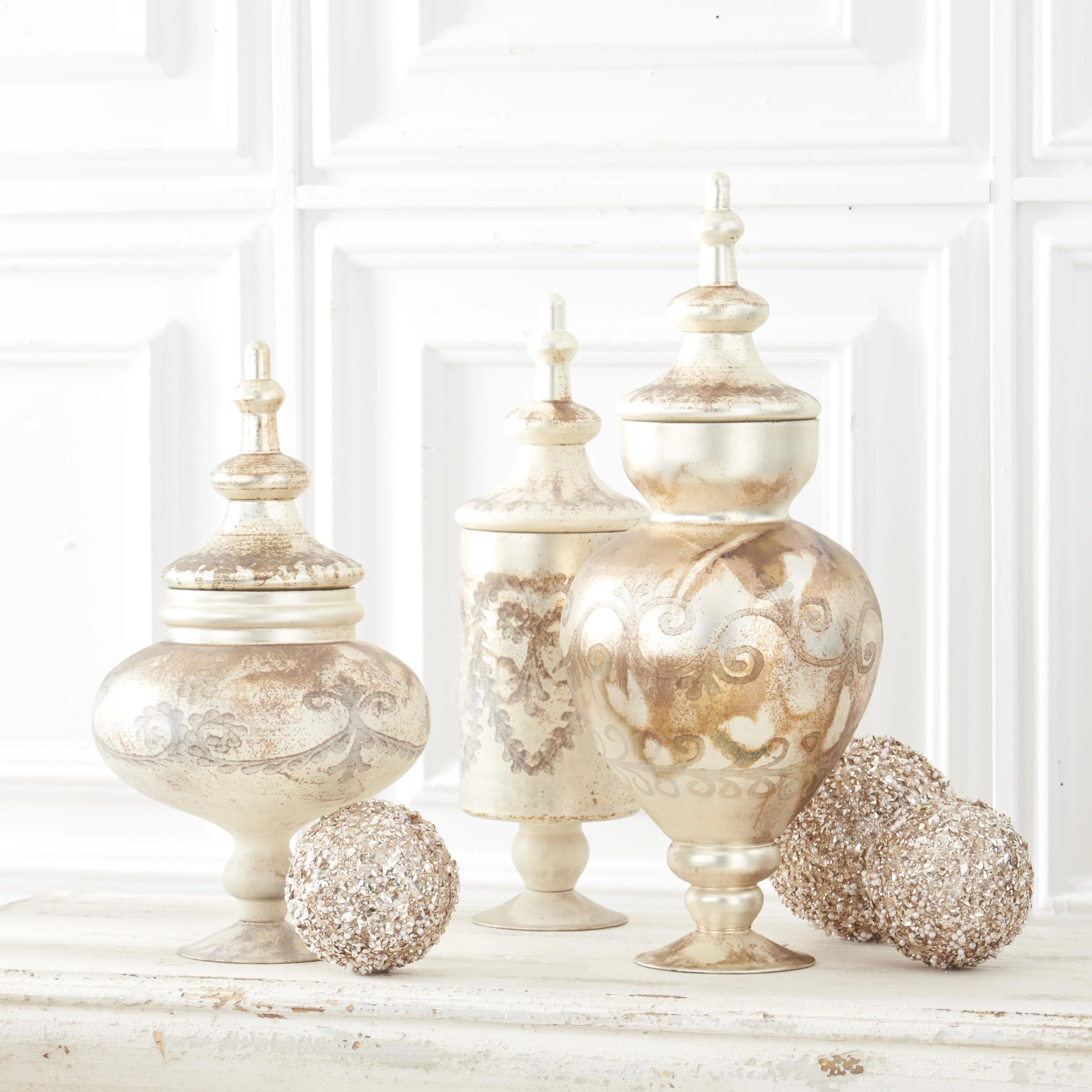 Sequins & Bead-Embellished Shatterproof Ornament, 5" (Champagne) - Image 2