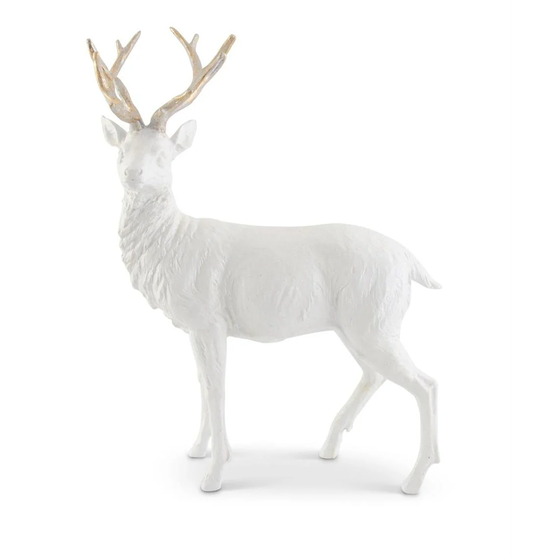 White Glittered Resin Deer w/Gold Antlers (Sold Individually) - Image 3