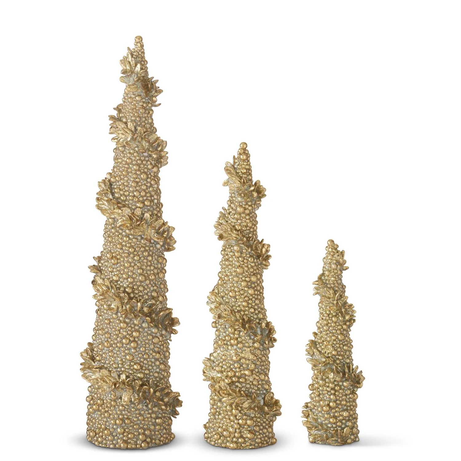 Gold Resin Garland Wrapped Bead Tree, 10" - 14.5" (3 styles - Sold individually)