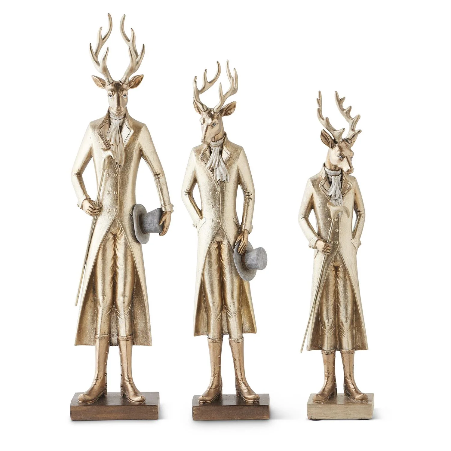 Gold Resin Standing Deer w/Walking Stick, 19" (3 styles - sold individually)