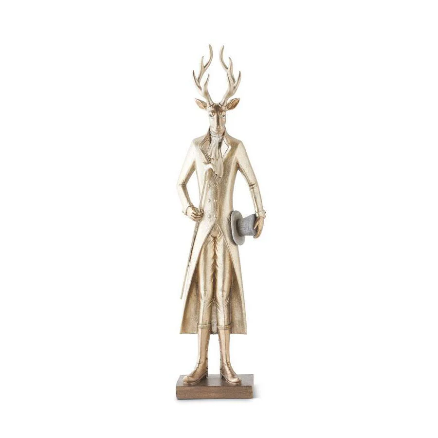 Gold Resin Standing Deer w/Walking Stick, 19" (3 styles - sold individually) - Image 2