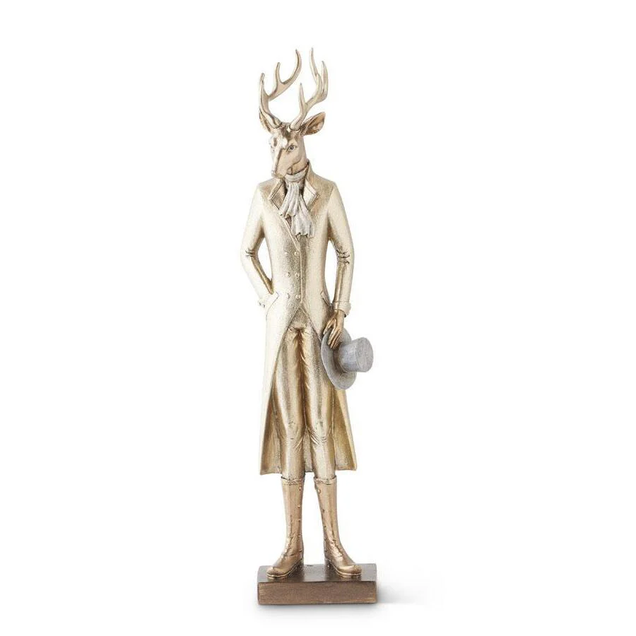 Gold Resin Standing Deer w/Walking Stick, 19" (3 styles - sold individually) - Image 3