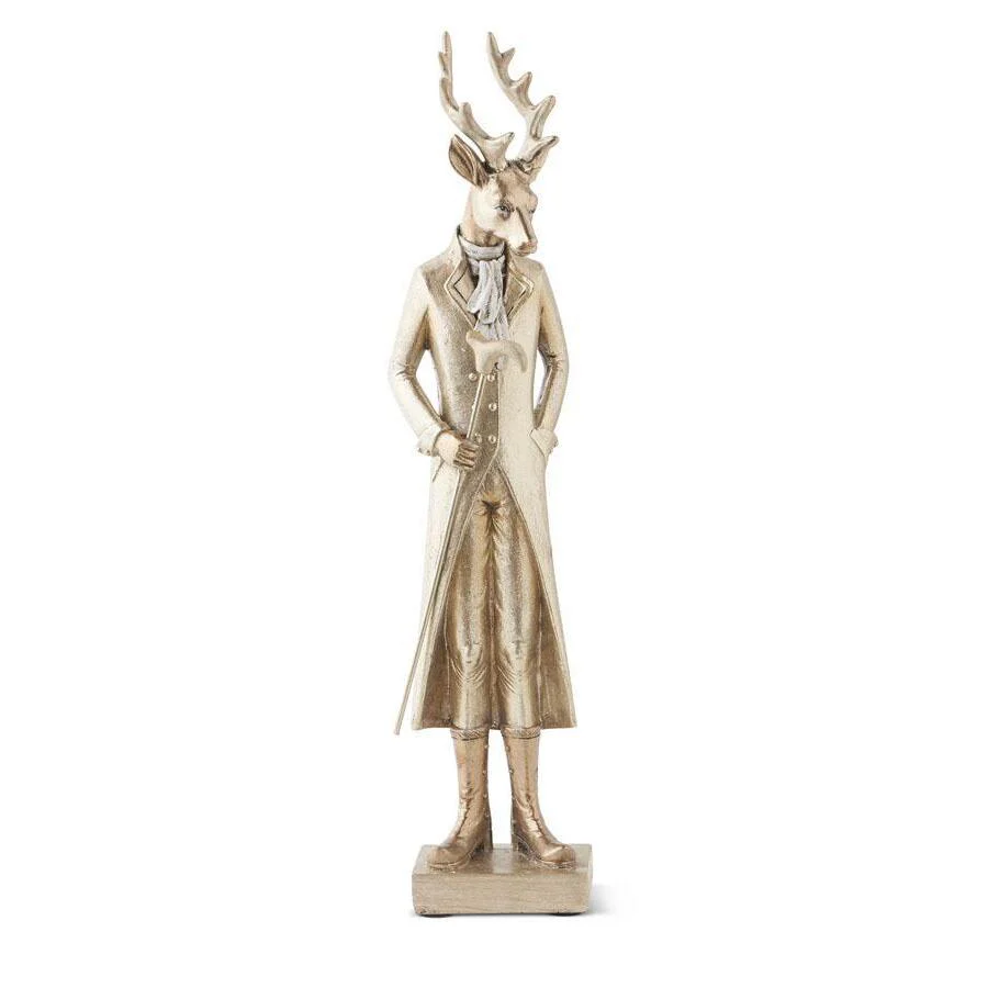 Gold Resin Standing Deer w/Walking Stick, 19" (3 styles - sold individually) - Image 4