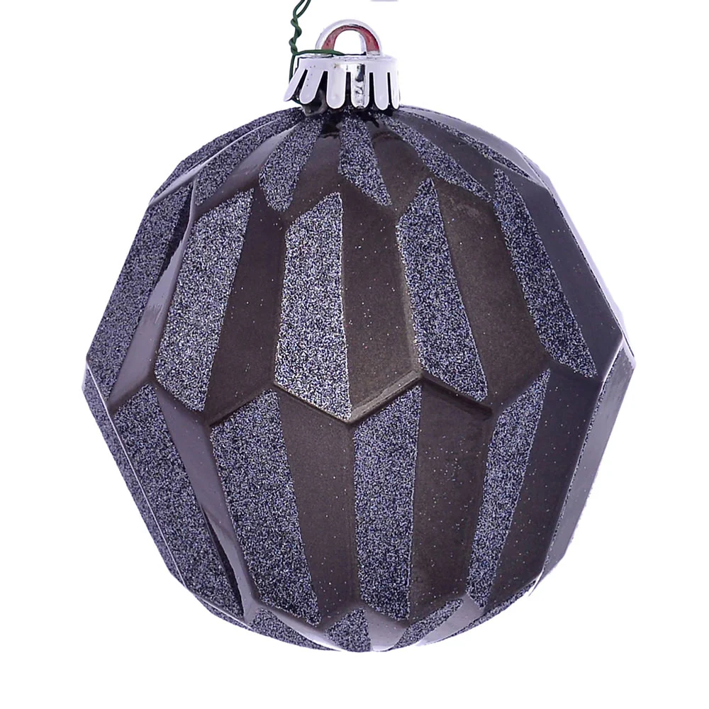 Shatterproof Pewter Matte Glitter Ball Ornament W/Wire, 5" (130MM)