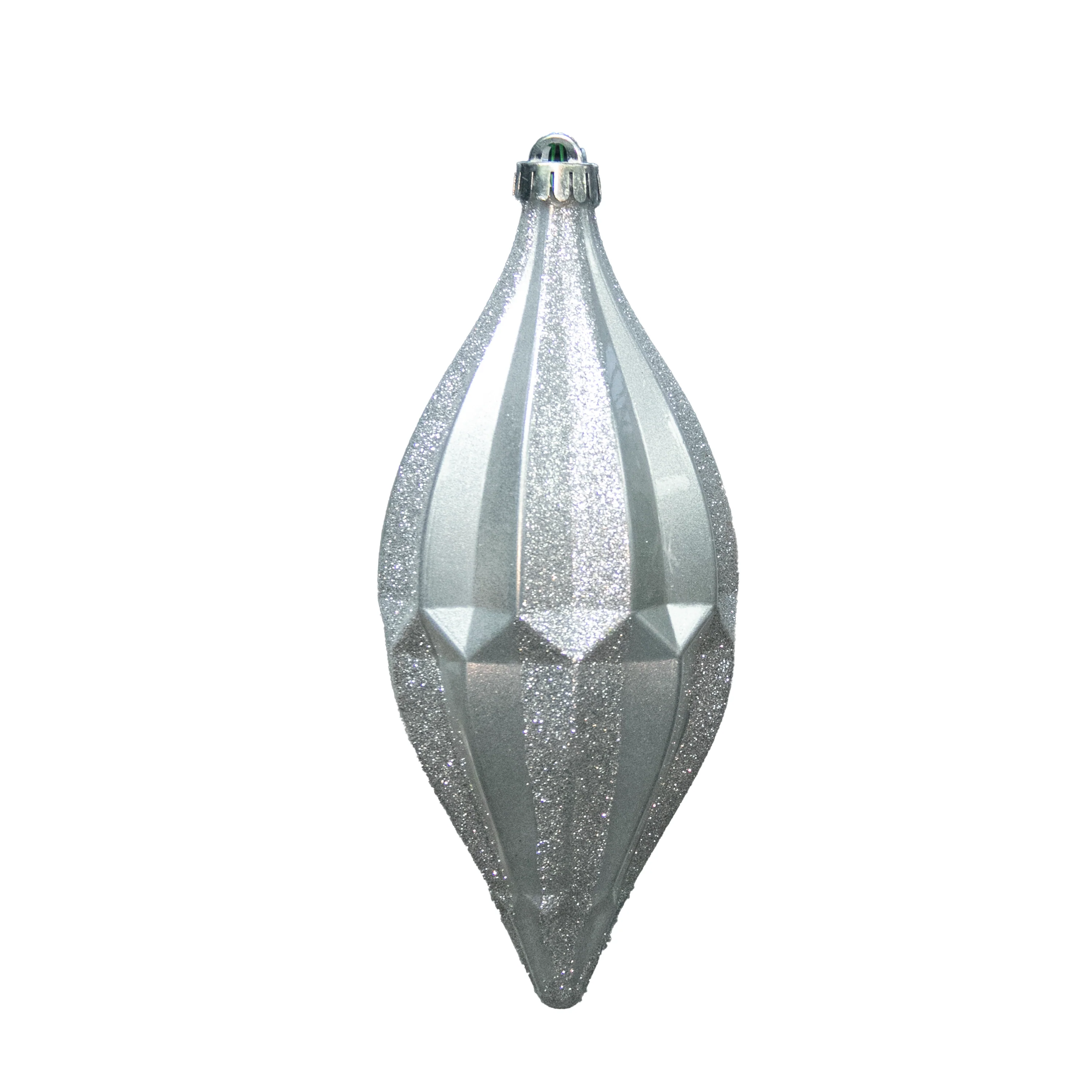 Shatterproof Silver W/Silver Candy Apple Glitter Drop Ornament, 10" (254MM)