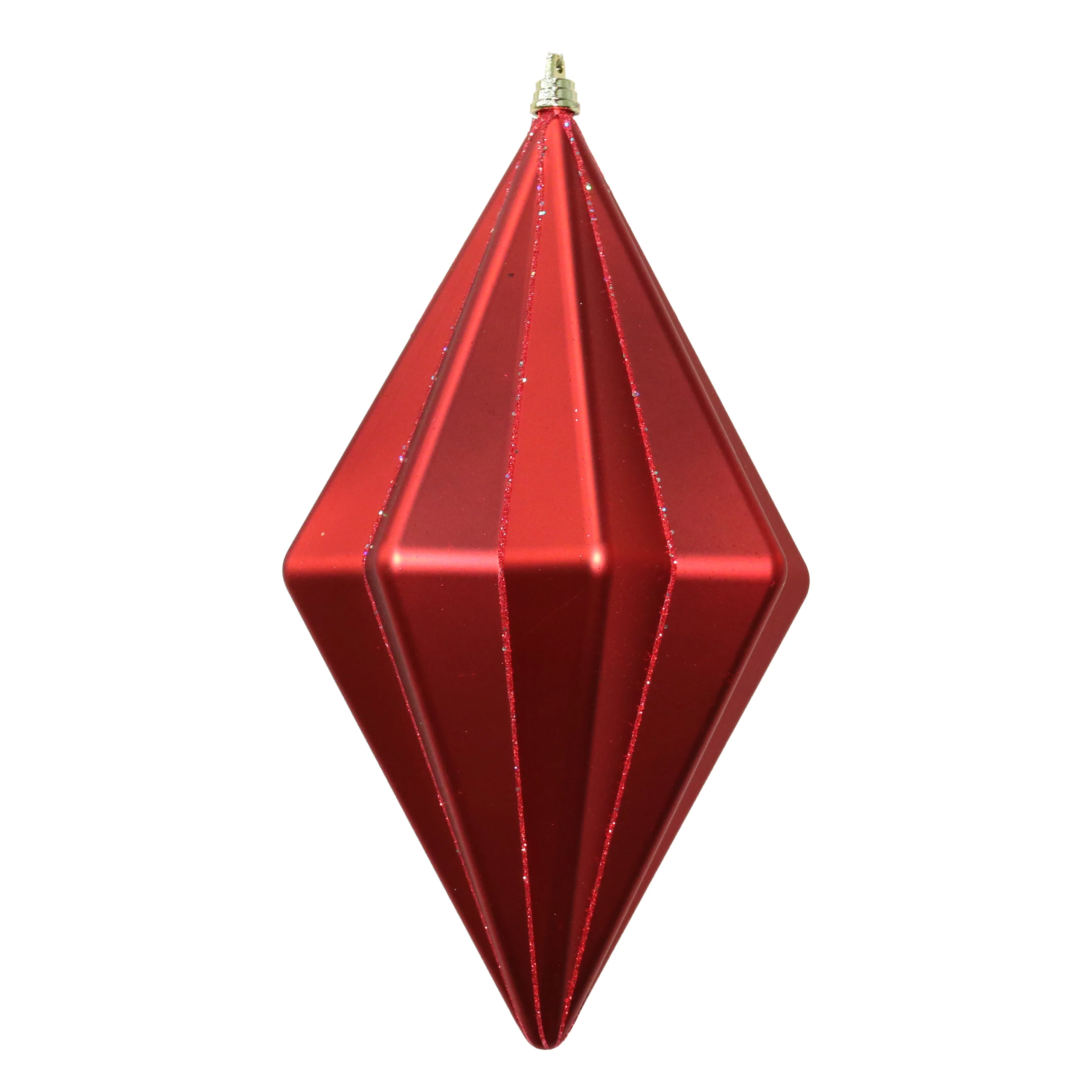 Shatterproof Red W/Red Matte Glitter Finial Ornament, 5.5"