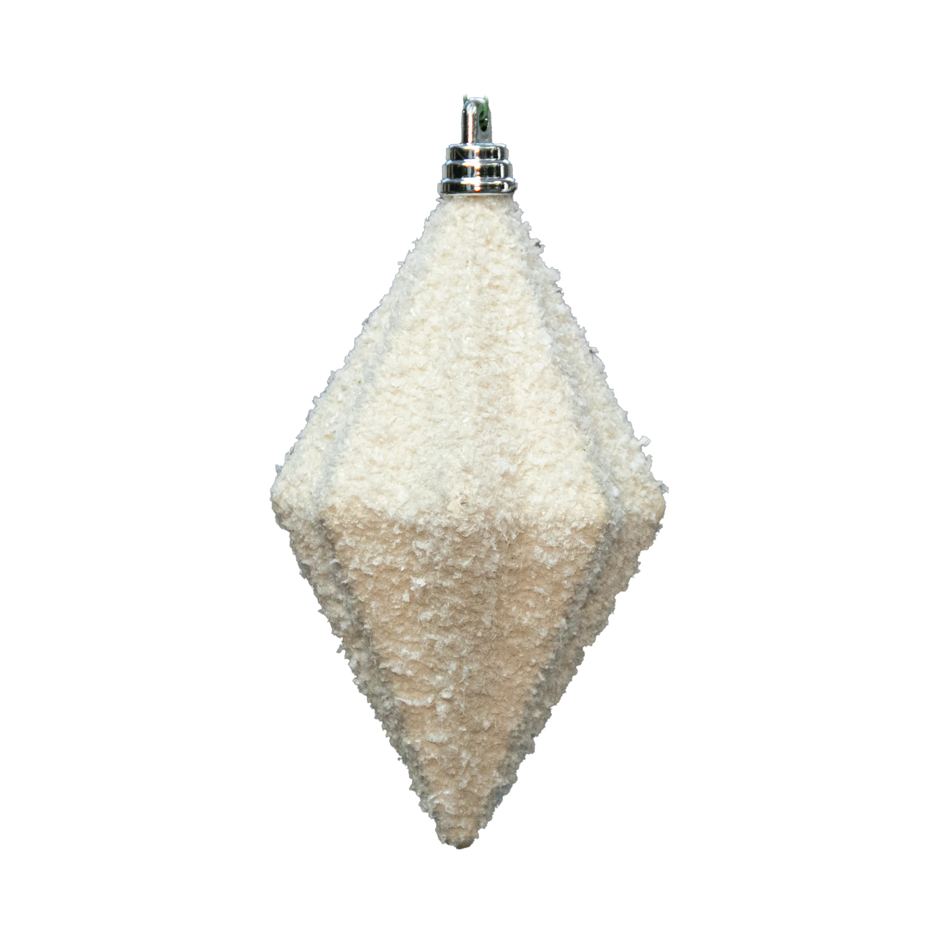 Shatterproof White W/Snow Powder Matte Finial Ornament W/Wire, 5.5"