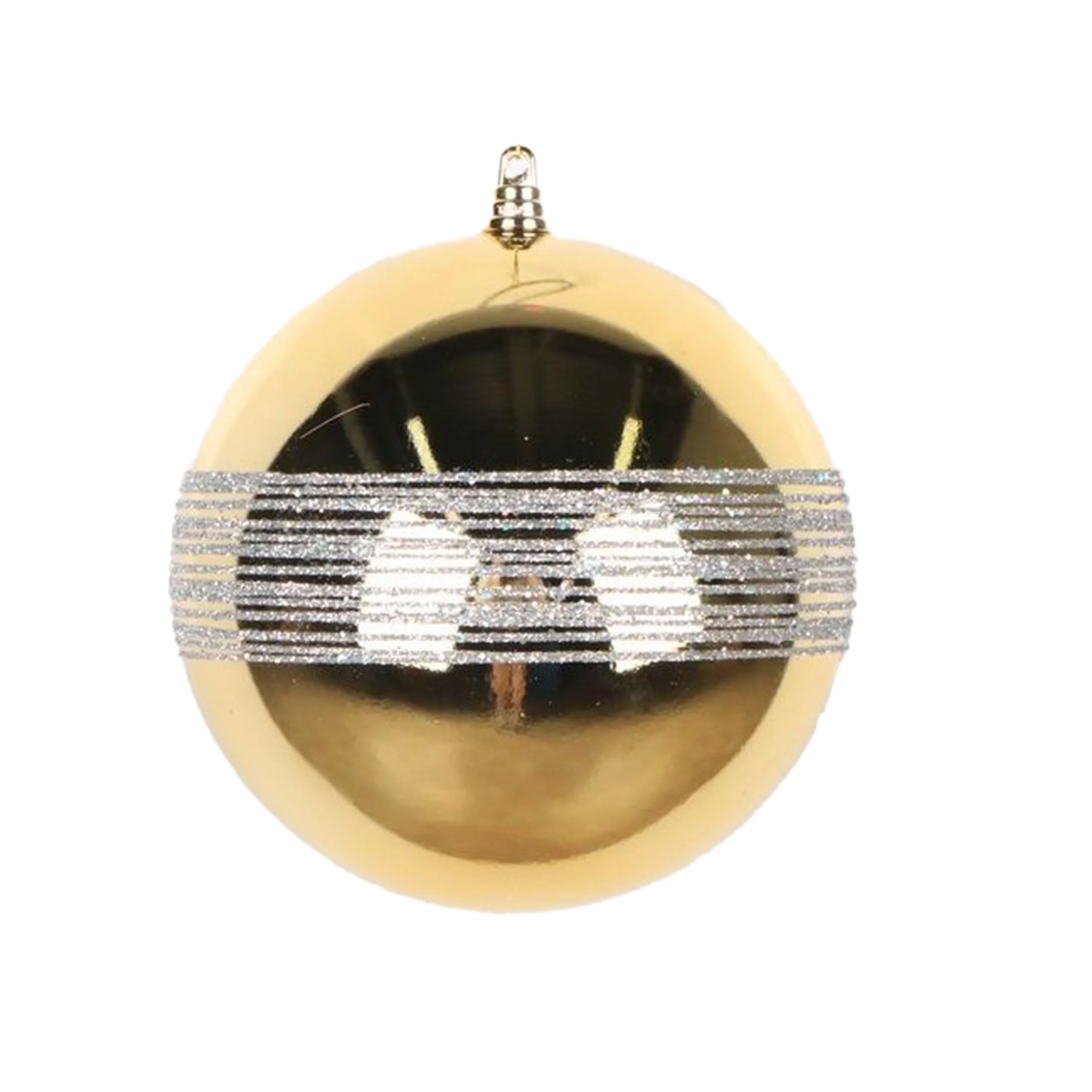 Shatterproof Gold W/Gold Glitter Sprinkle Ball Ornament, 6" (150MM)