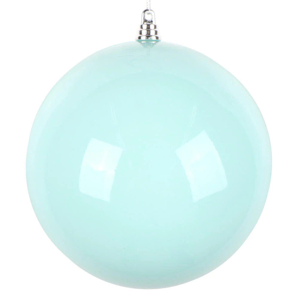 Shatterproof Aqua Enamel Ball UV Ornament, 6" (Set of 4)